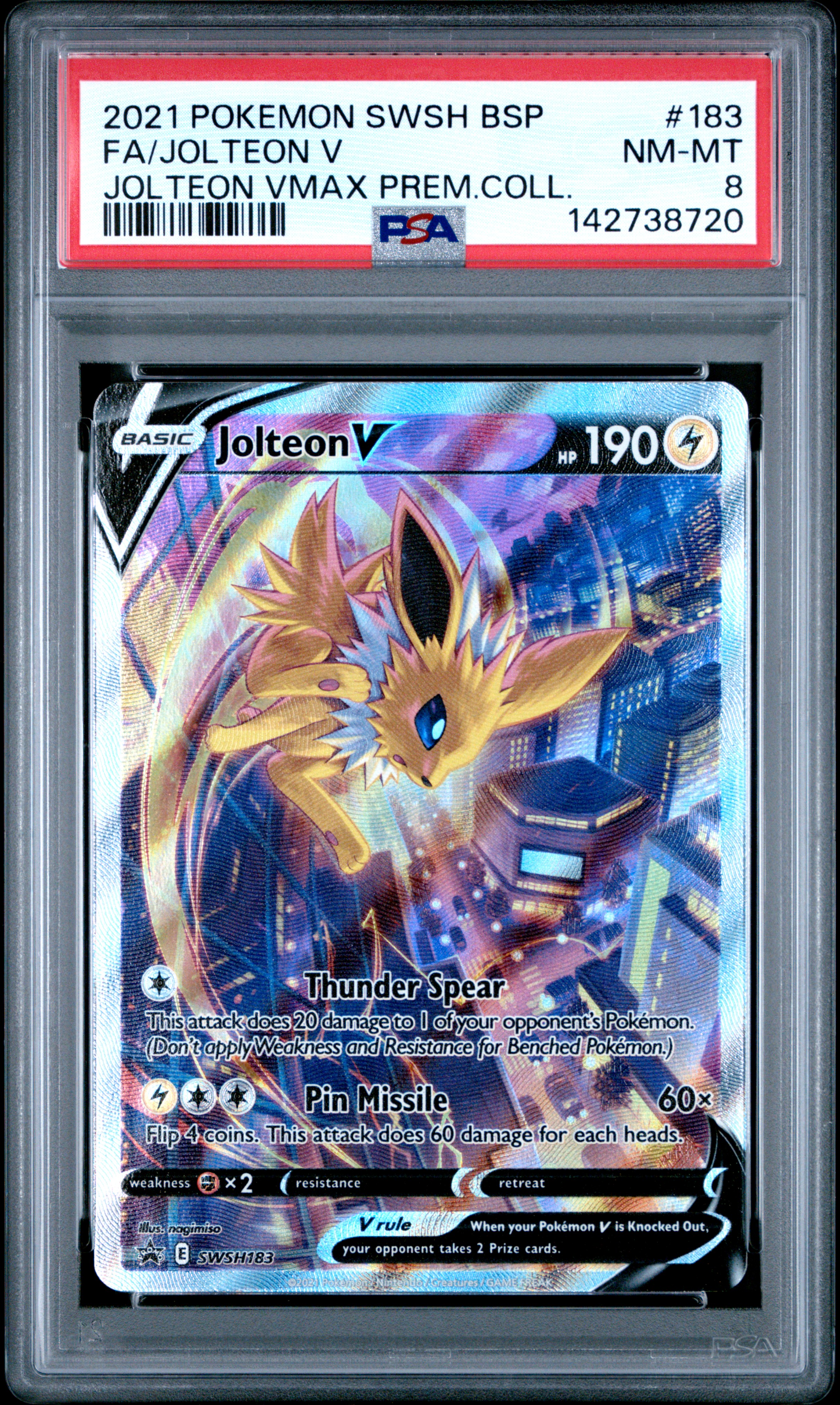 2021 #183 Full Art/Jolteon V PSA 8 Swsh Black Star Promo Pokemon