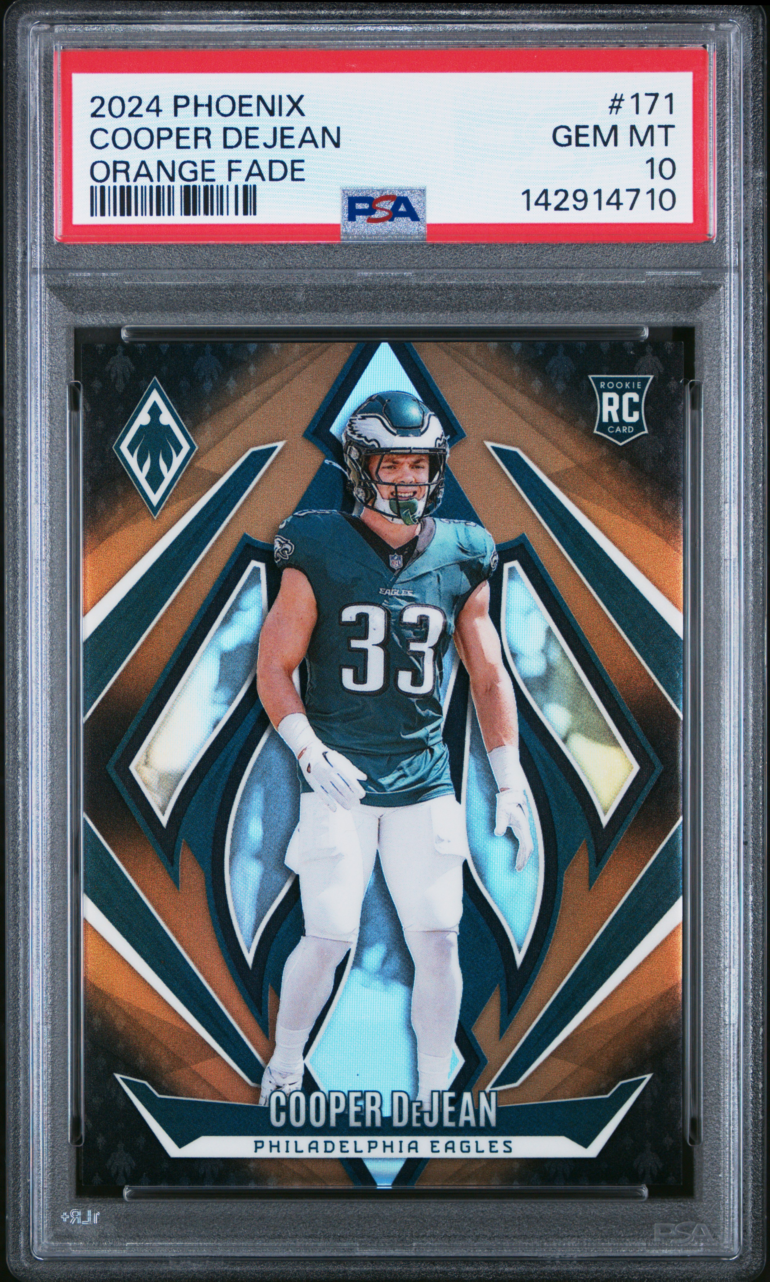 2024 PANINI PHOENIX ORANGE FADE #171 COOPER DEJEAN PSA 10