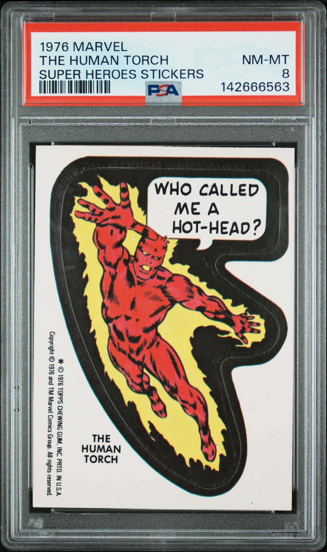1976 SUPER HEROES STICKERS The Human Torch front