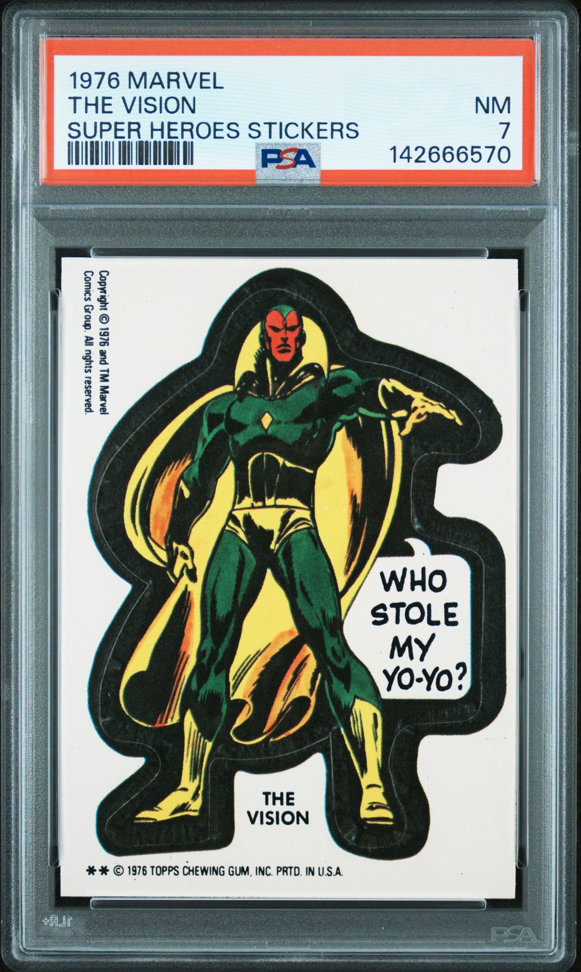 1976 Super Heroes Stickers The Vision front