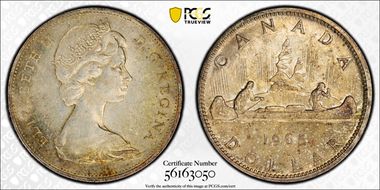 1965 S$1 Type 2 Sm Beads, Bl 5 MS62