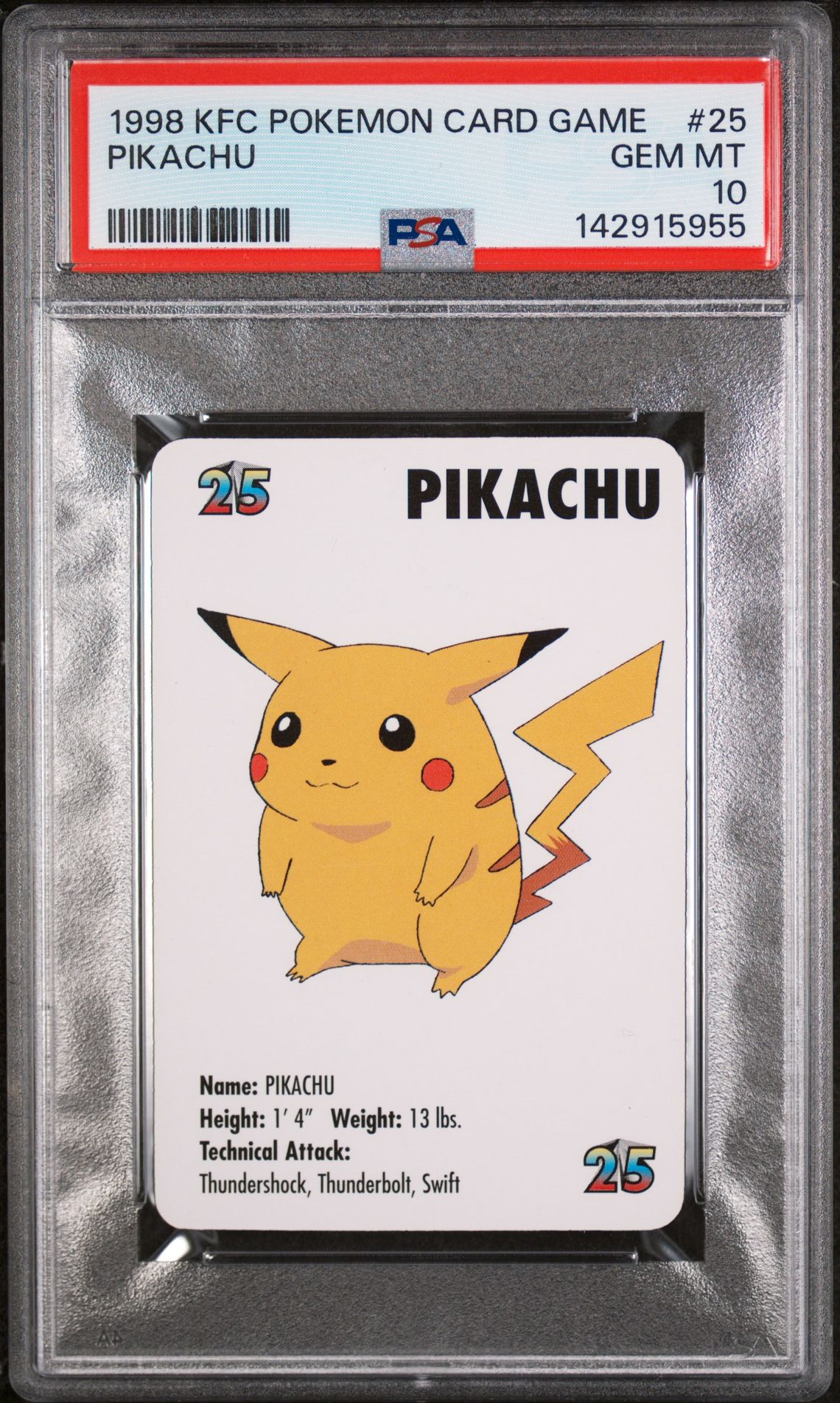 1998 Pokemon KFC POKEMON CARD GAME LV.10 #25 Pikachu front