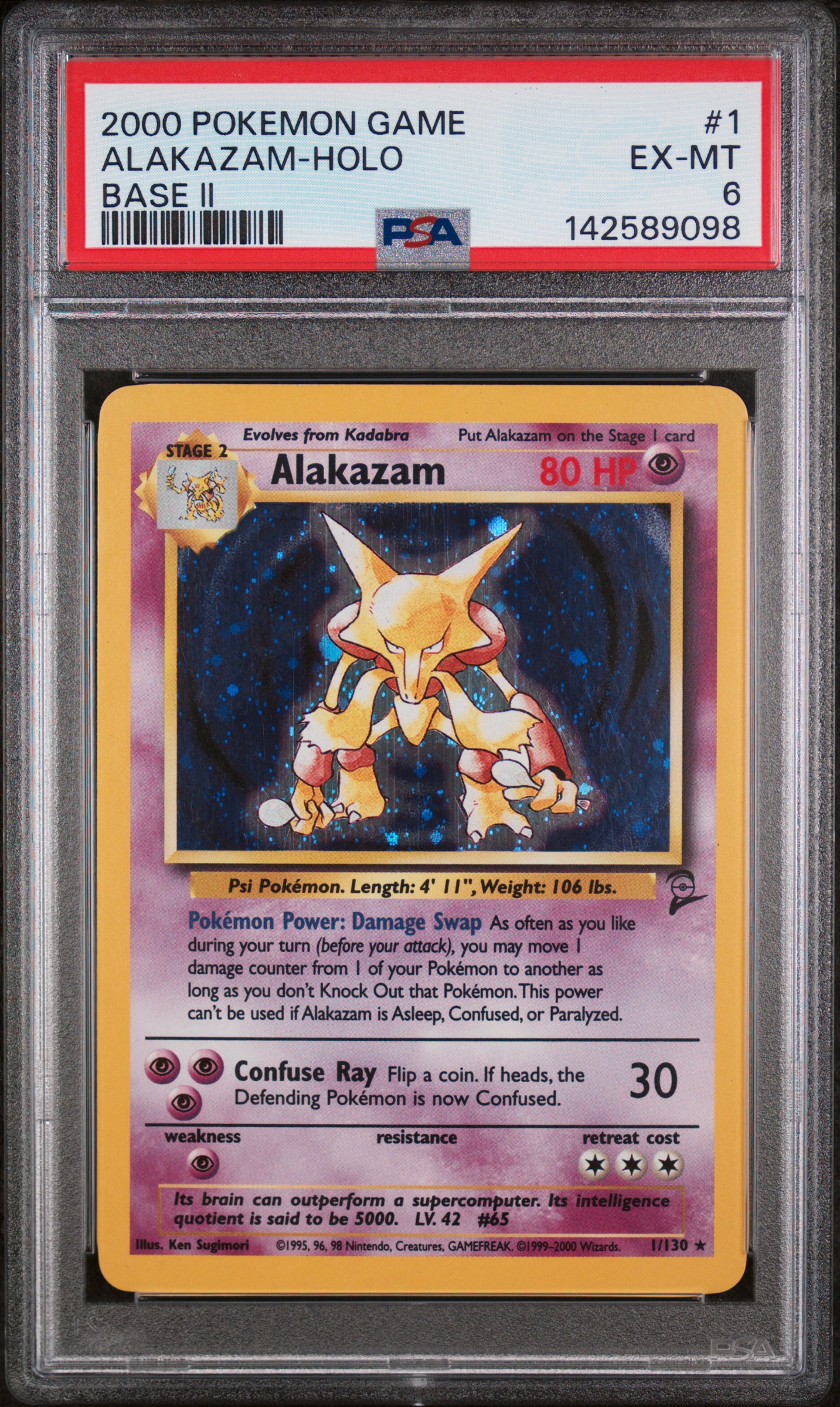 2000 #1 Alakazam-Holo PSA 6 Game Base II