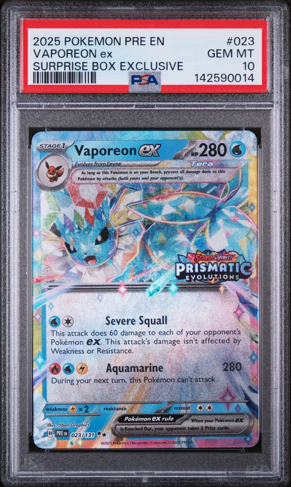 2025 Pokemon POKEMON PRE EN-PRISMATIC EVOLUTIONS SURPRISE BOX EXCLUSIVE #023 Vaporeon Ex front