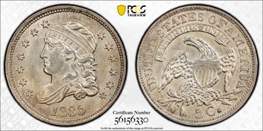 1835 H10C Large Date, Large 5C MS64