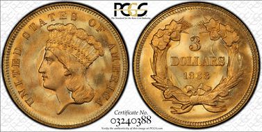 1863 $3 MS68+
