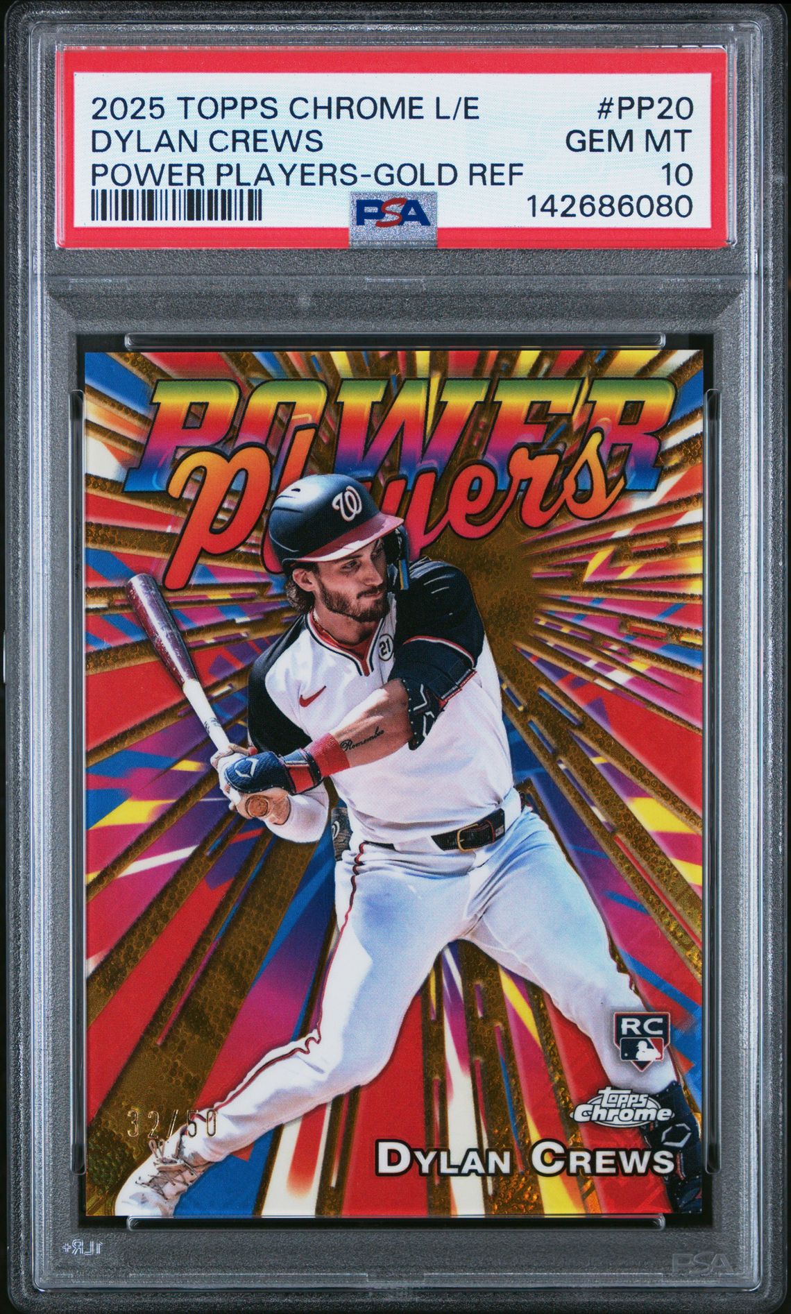 2025 Topps Chrome TOPPS CHROME LOGOFRACTOR EDITION POWER PLAYERS GOLD REF #PP20 Dylan Crews front