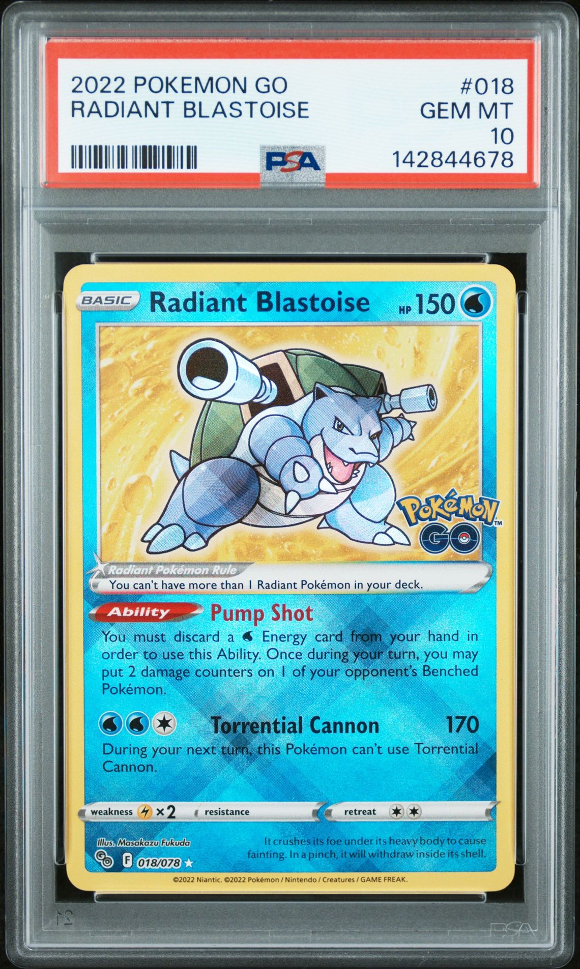2022 Pokemon POKEMON GO #018 Radiant Blastoise front