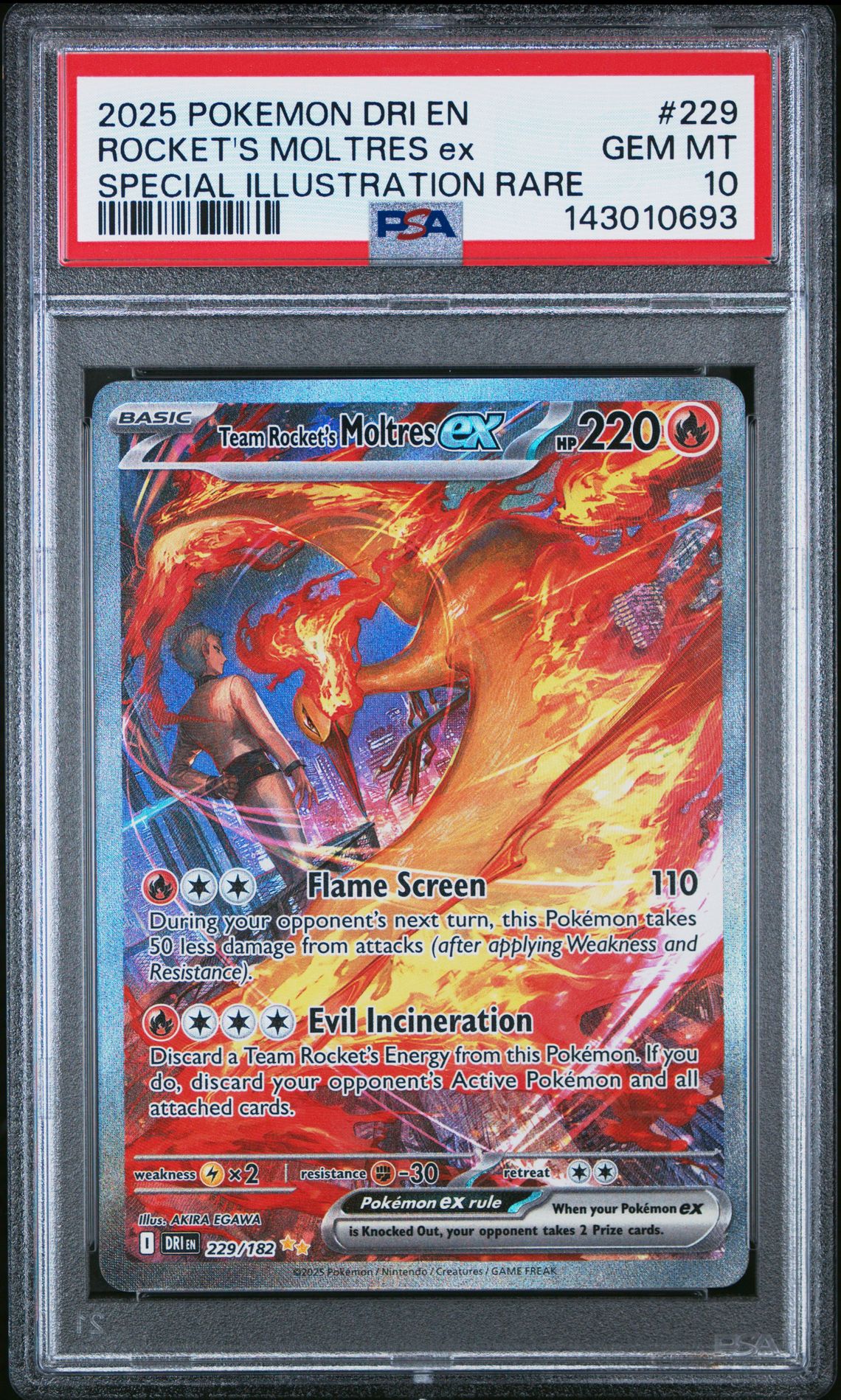 2025 Pokemon POKEMON DRI EN-DESTINED RIVALS SPECIAL ILLUSTRATION RARE #229 Rocket's Moltres EX front