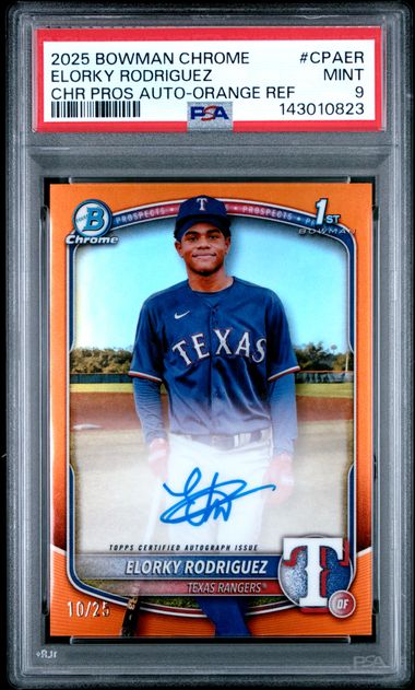 2025 Bowman BOWMAN CHROME PROSPECT AUTOGRAPHS CHR PROS AUTO-ORANGE REF #CPAER Elorky Rodriguez front