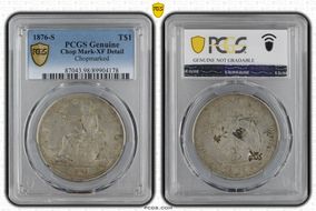 1876-S T$1 Chopmarked N1