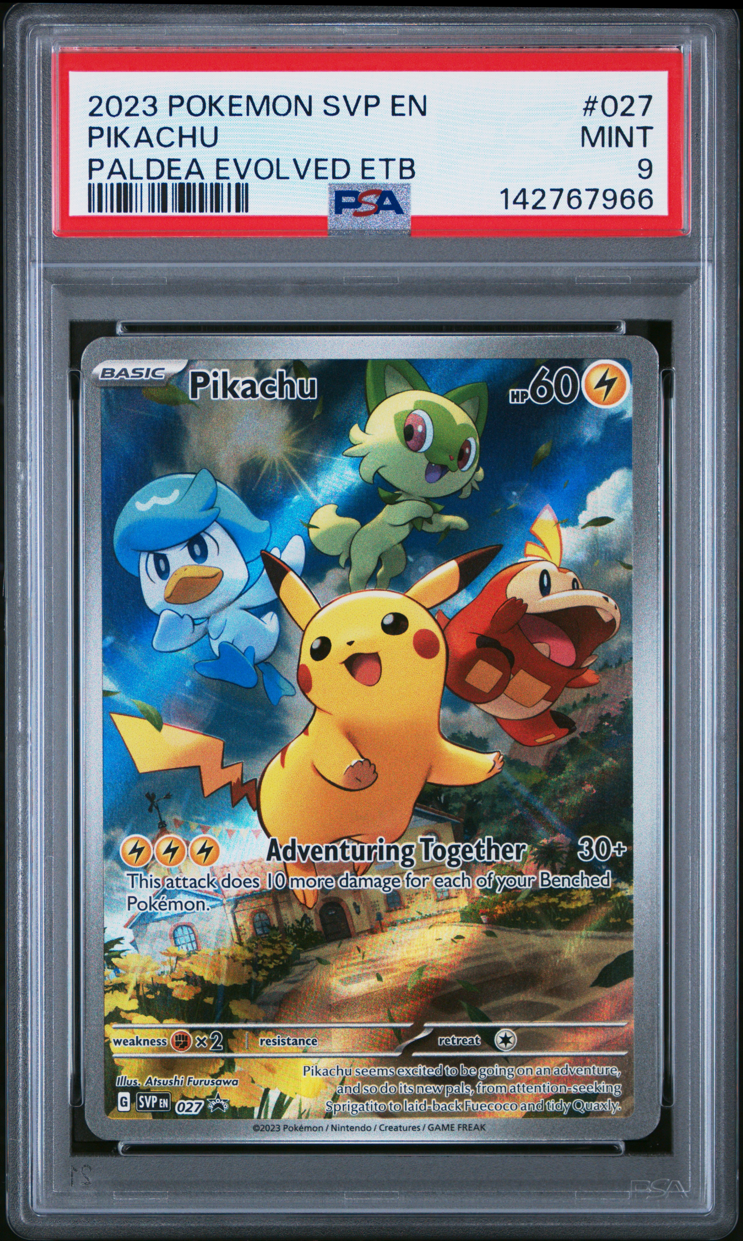 2023 #027 Pikachu PSA 9 Svp EN-SV Black Star Promo Pokemon