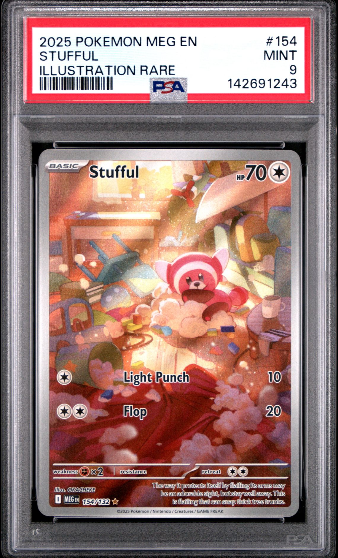 2025 Pokemon Meg En-Mega Evolution Stufful #154 (Illustration Rare) Mint 9 front