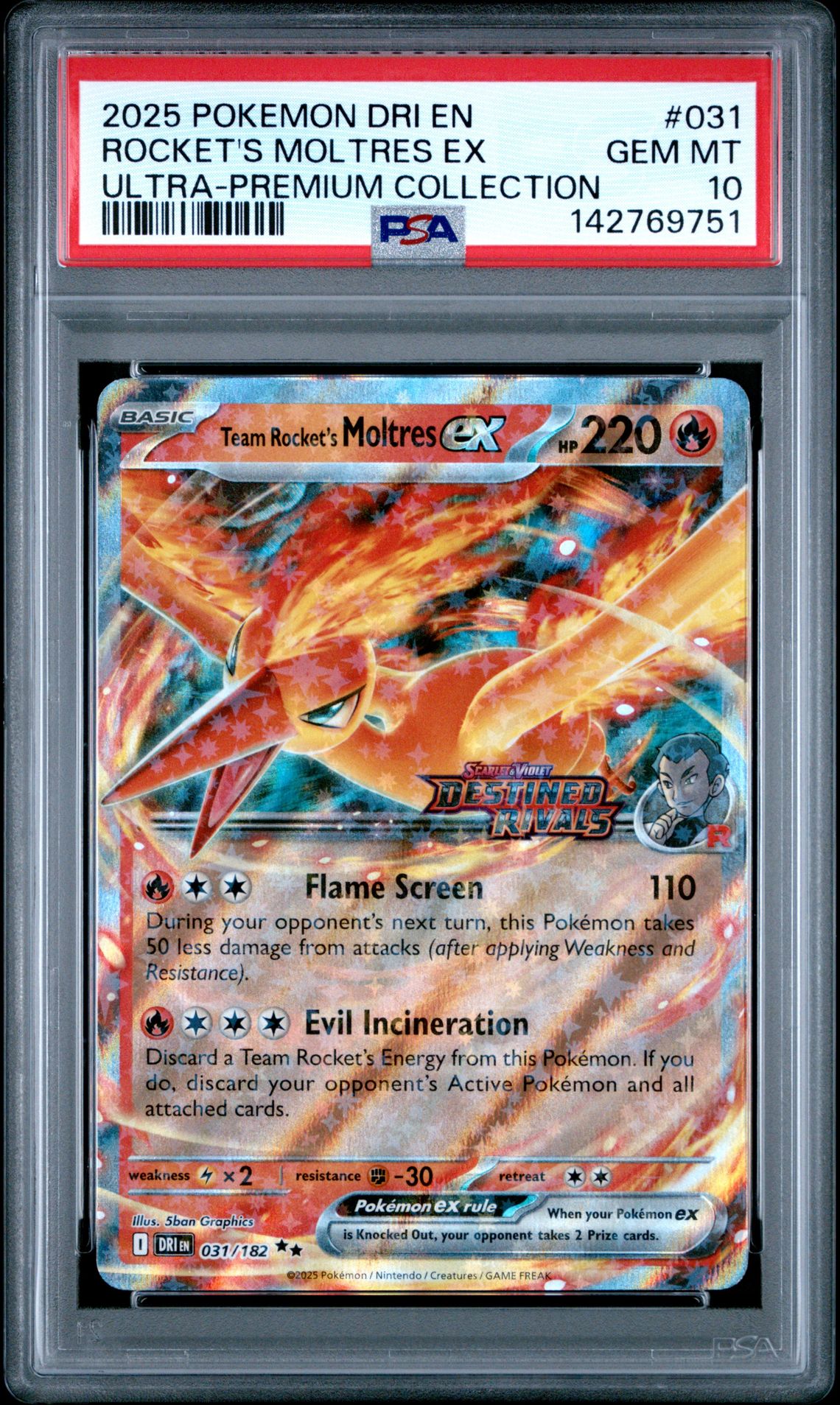 2025 Pokemon POKEMON DRI EN-DESTINED RIVALS ULTRA-PREMIUM COLLECTION #031 Rocket's Moltres EX front