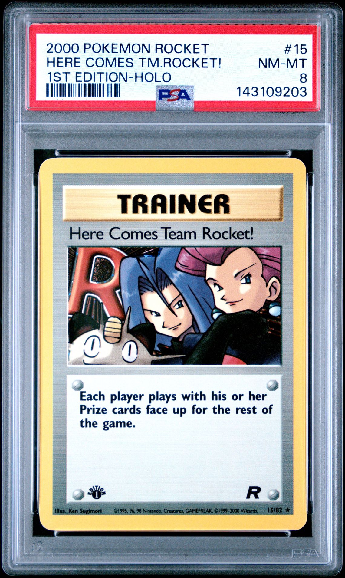 2000 Pokemon POKEMON ROCKET 1ST EDITION-HOLO #15 Here Comes Tm.Rocket! front