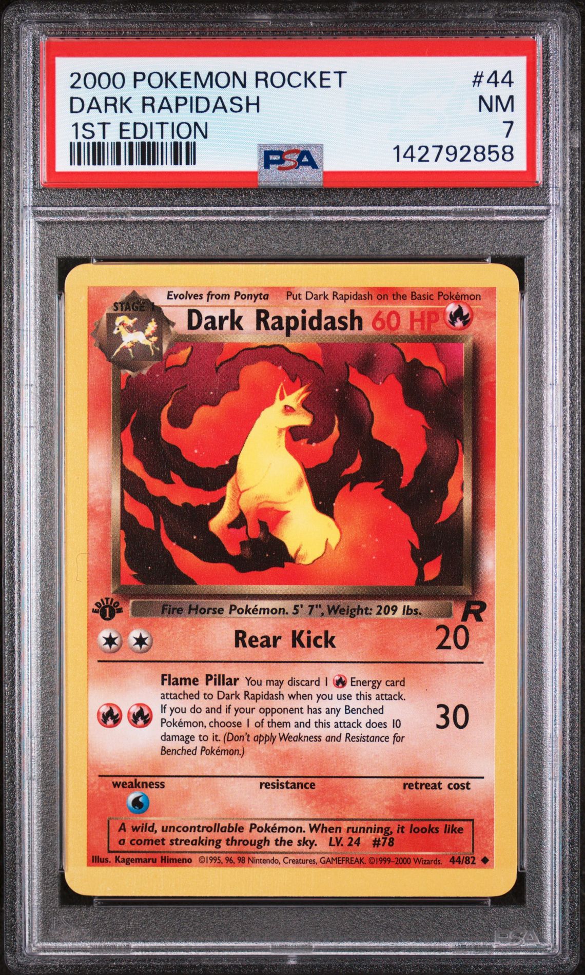 2000 Pokemon POKEMON ROCKET 1ST EDITION #44 Dark Rapidash front