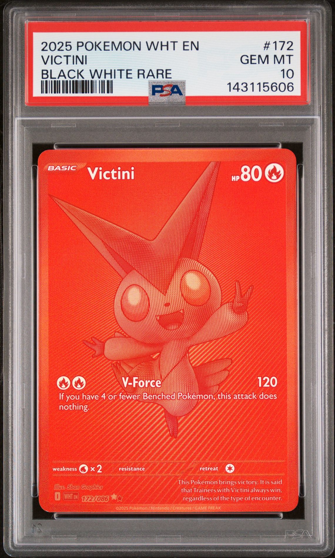 2025 Pokemon Wht En-White Flare Victini #172 (Black White Rare) Gem Mt 10 front