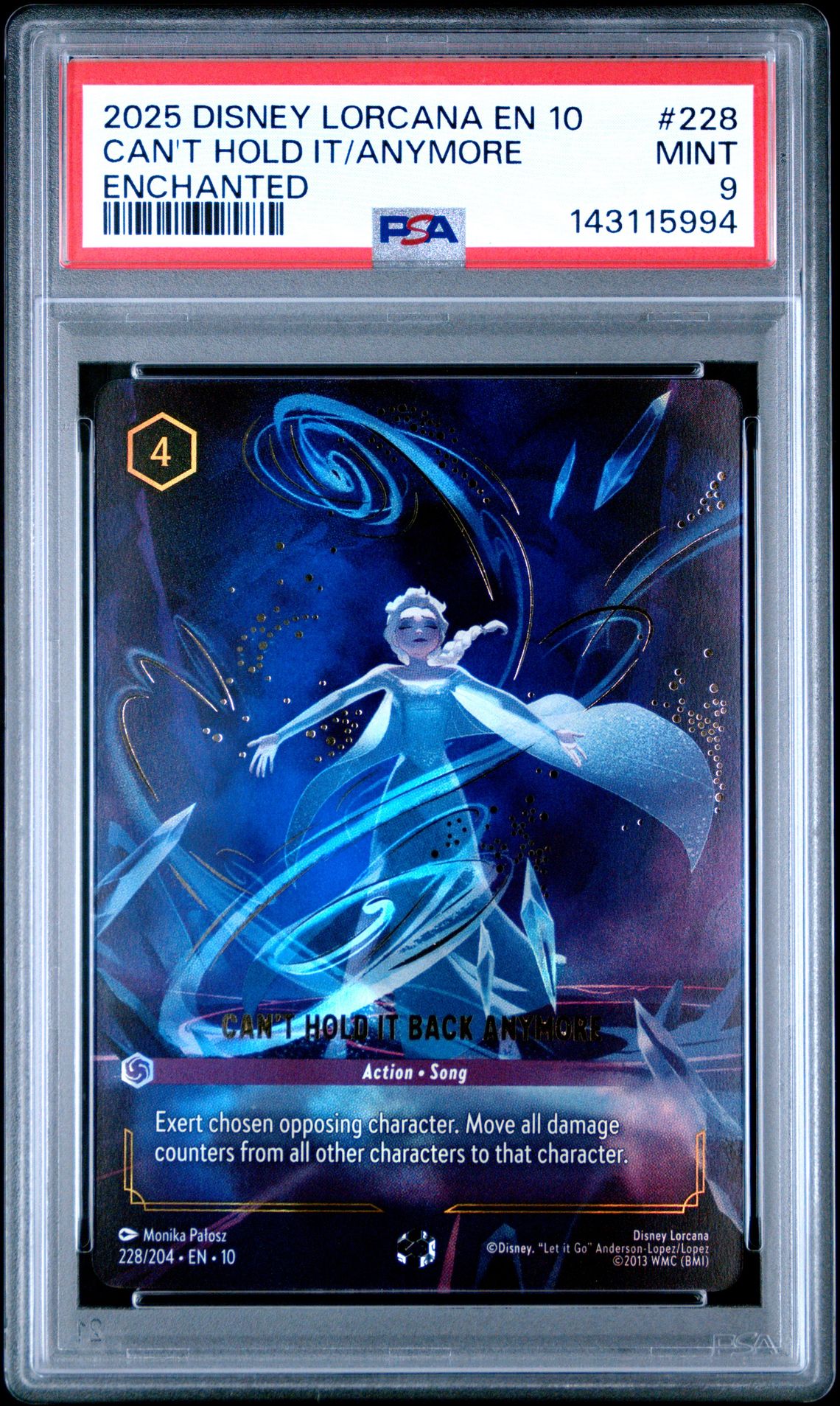 2025 Disney Lorcana En 10-Whispers In The Well Can't Hold It/Anymore #228 (Enchanted) Mint 9 front