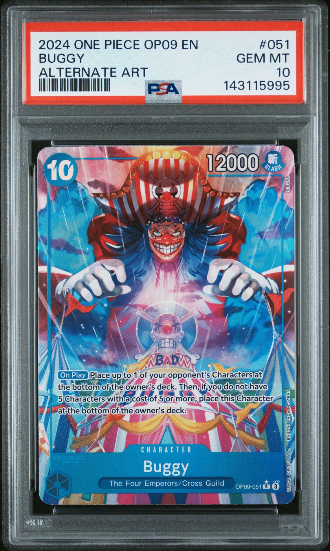 2024 One Piece Op09-Emperors In The New World Buggy #051 (Alternate Art) Gem Mt 10 front