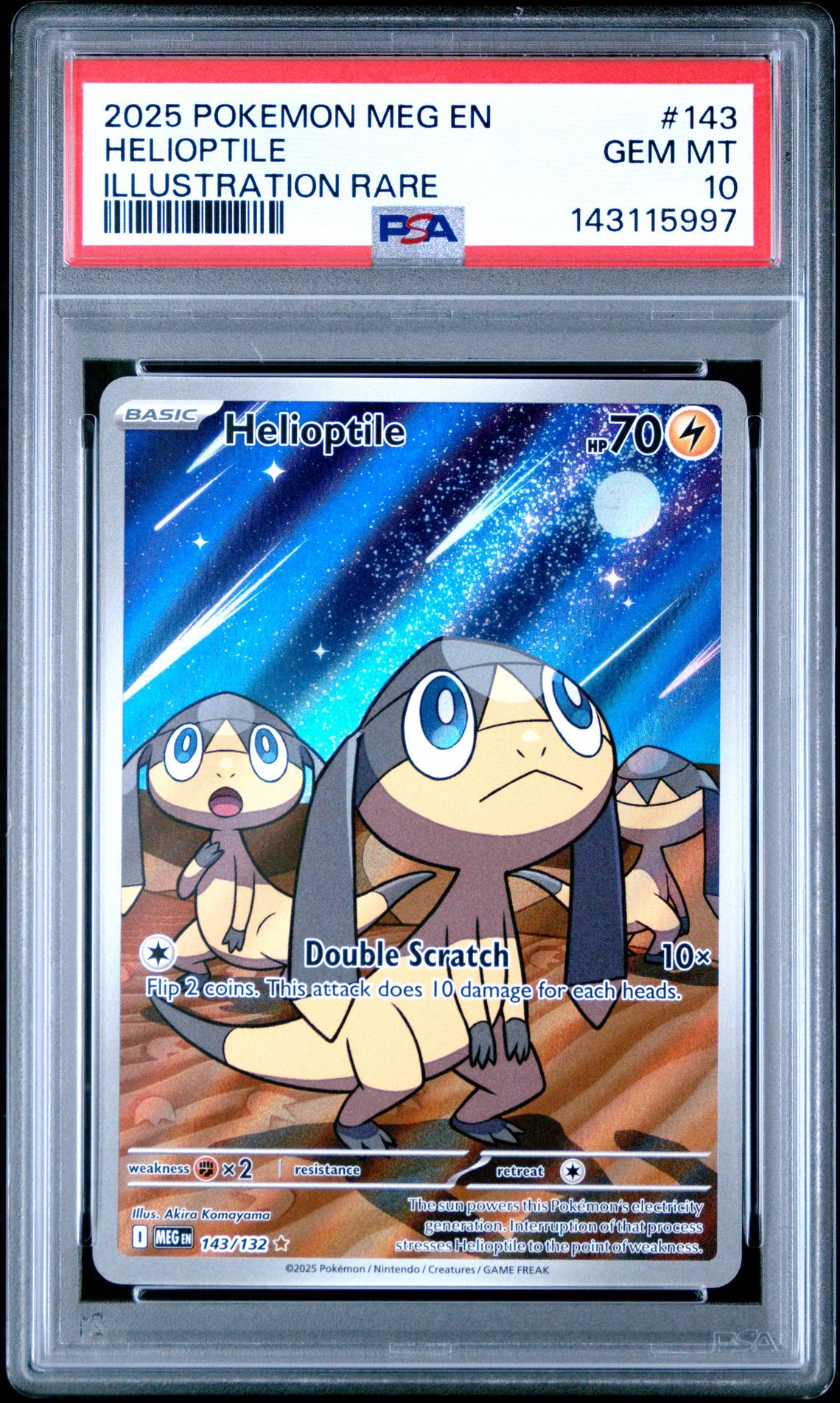 2025 Pokemon Meg En-Mega Evolution Helioptile #143 (Illustration Rare) Gem Mt 10 front