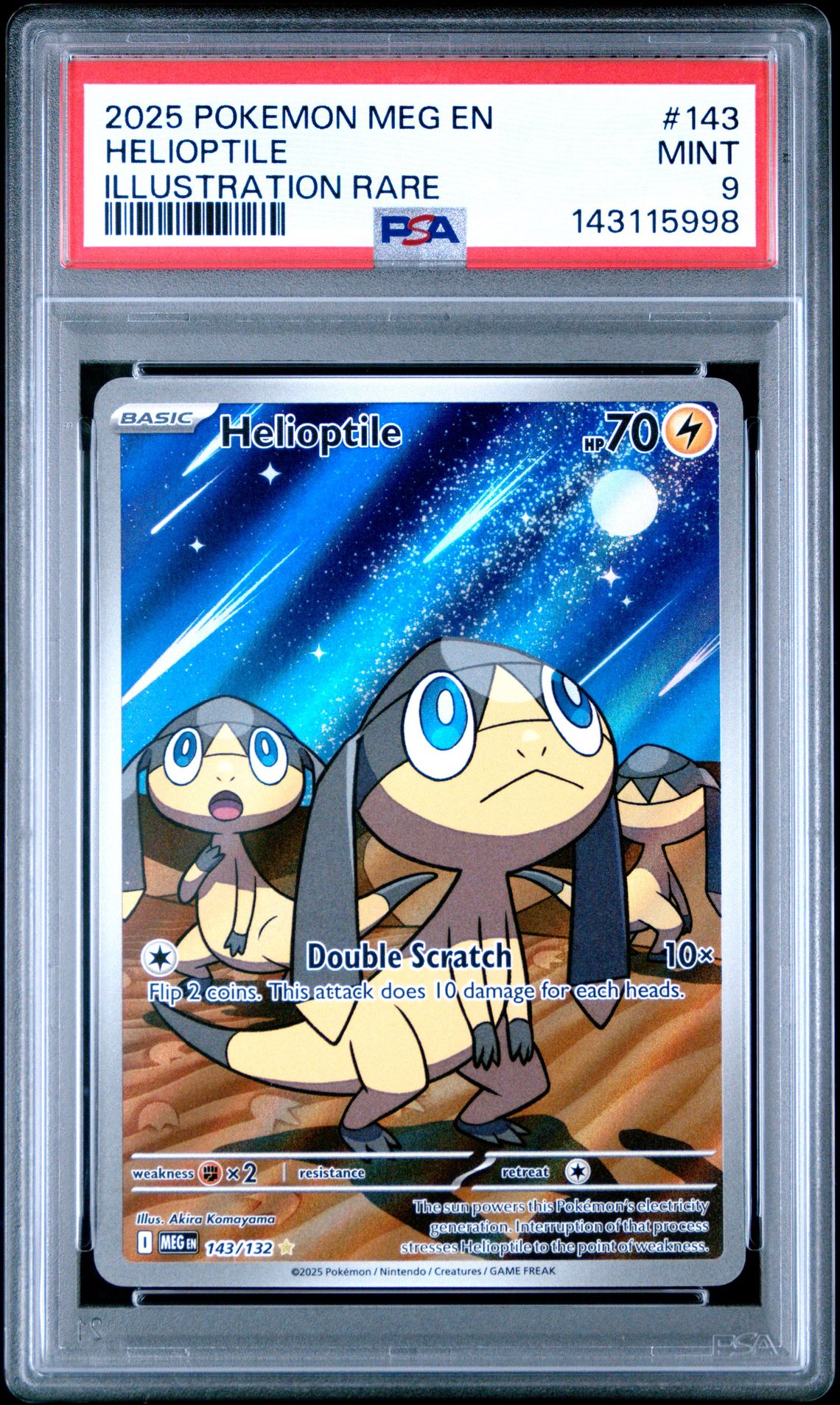 2025 Pokemon Meg En-Mega Evolution Helioptile #143 (Illustration Rare) Mint 9 front