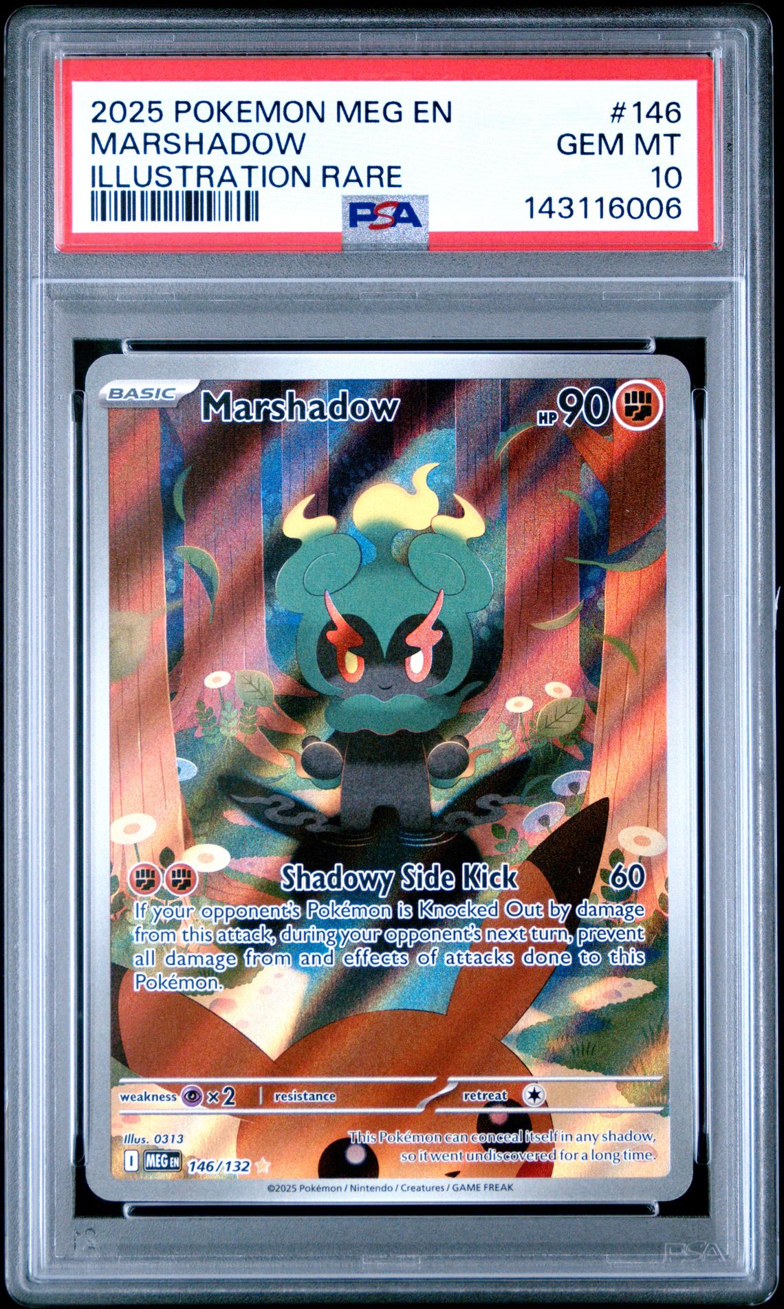 2025 Pokemon Meg En-Mega Evolution Marshadow #146 (Illustration Rare) Gem Mt 10 front