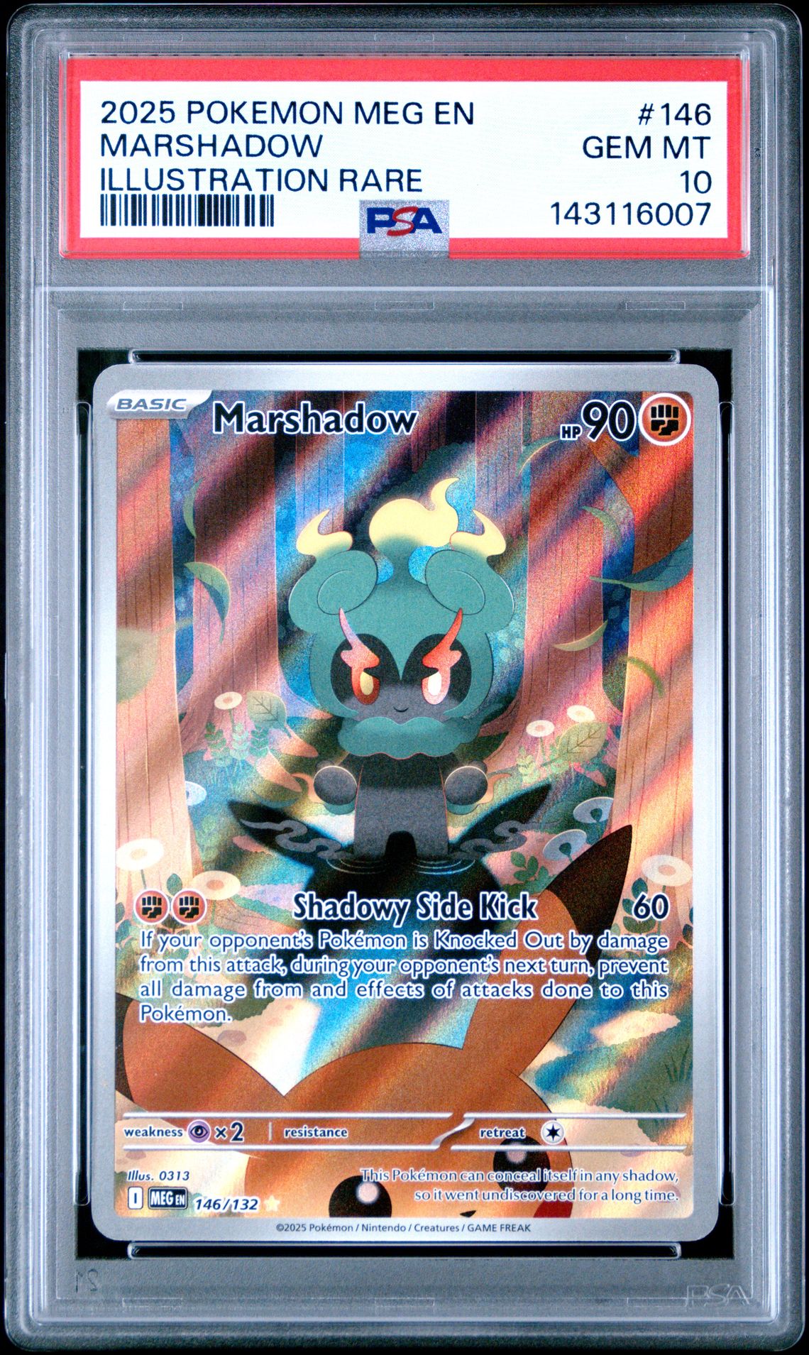2025 Pokemon Meg En-Mega Evolution Marshadow #146 (Illustration Rare) Gem Mt 10 front
