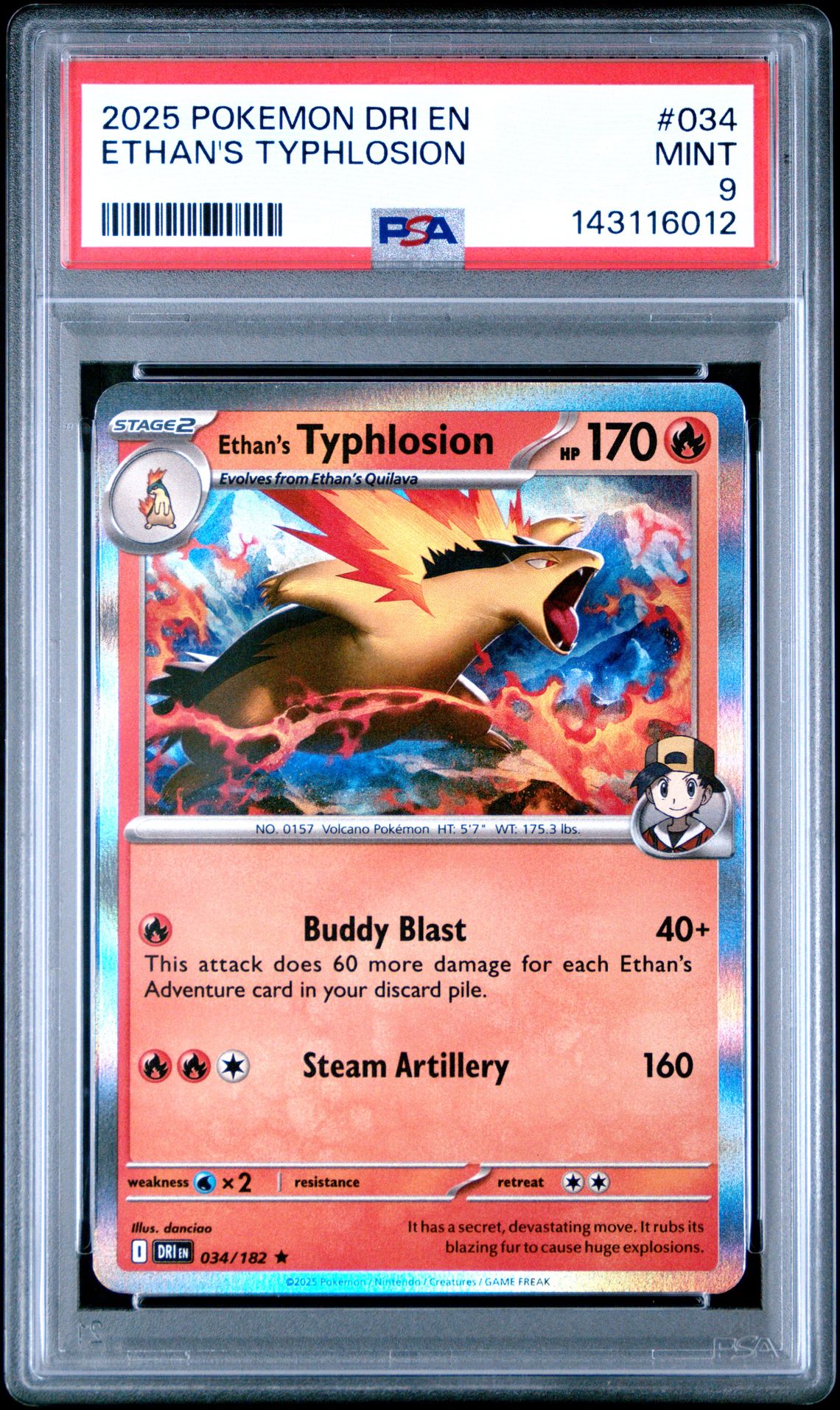2025 Pokemon Dri En-Destined Rivals Ethan's Typhlosion #034 Mint 9 front