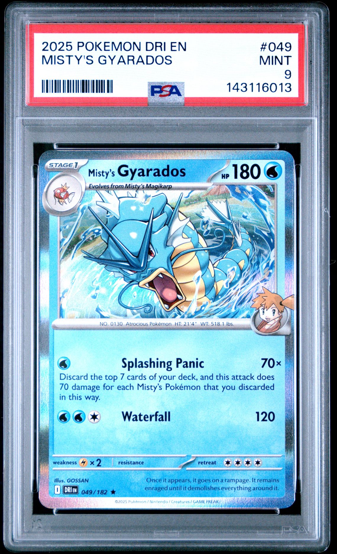 2025 Pokemon Dri En-Destined Rivals Misty's Gyarados #049 Mint 9 front
