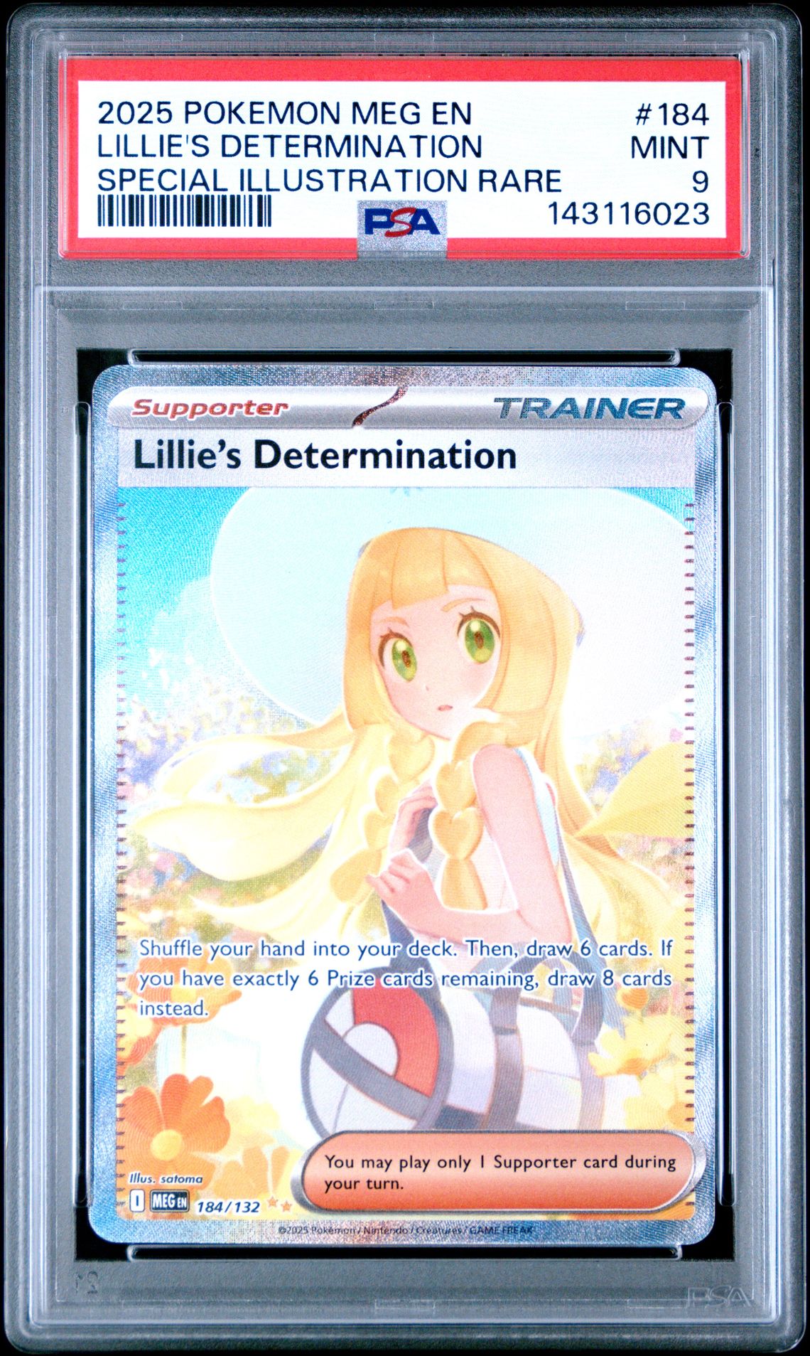 2025 Pokemon Meg En-Mega Evolution Lillie's Determination #184 (Special Illustration Rare) Mint 9 front