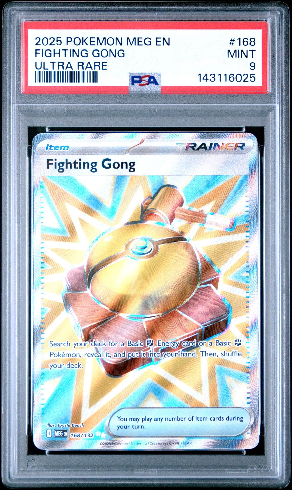 2025 Pokemon Meg En-Mega Evolution Fighting Gong #168 (Ultra Rare) Mint 9 front