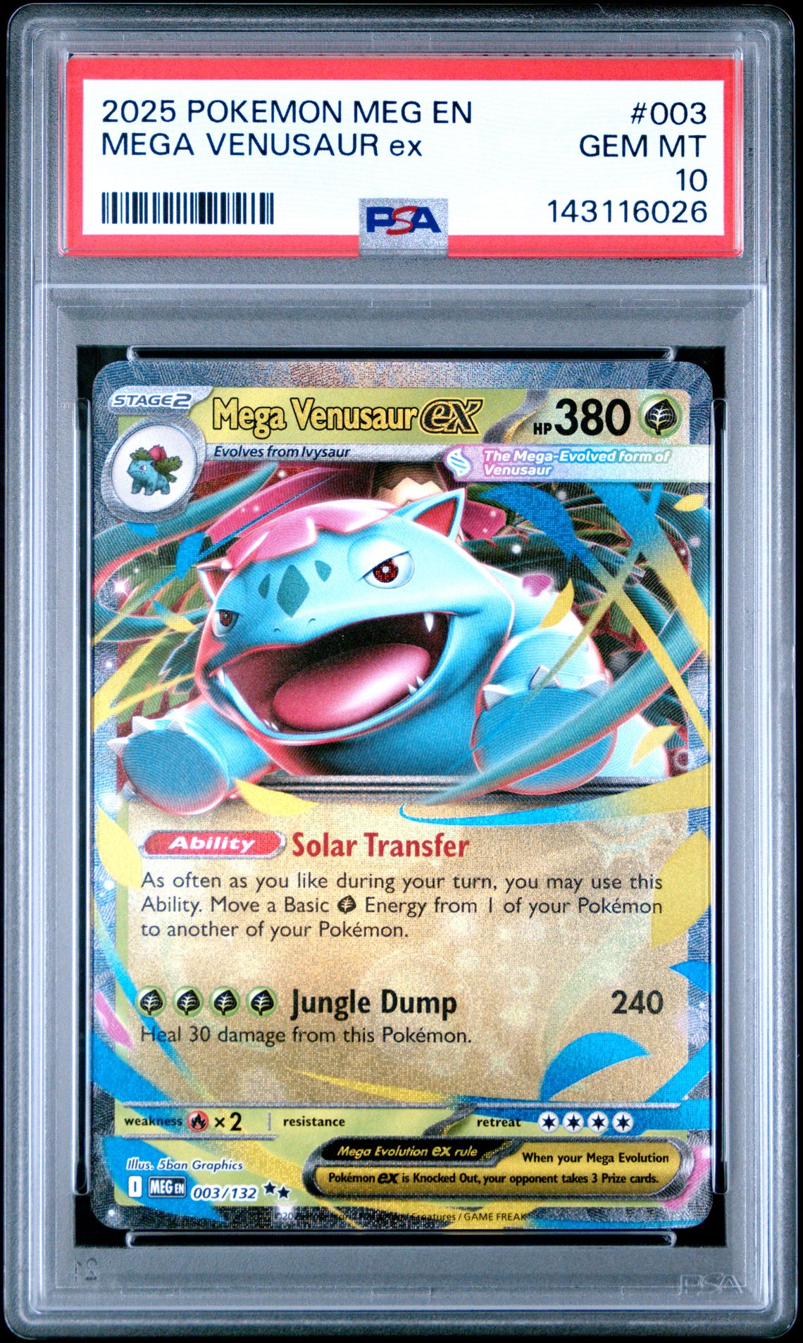 2025 Pokemon Meg En-Mega Evolution Mega Venusaur Ex #003 Gem Mt 10 front