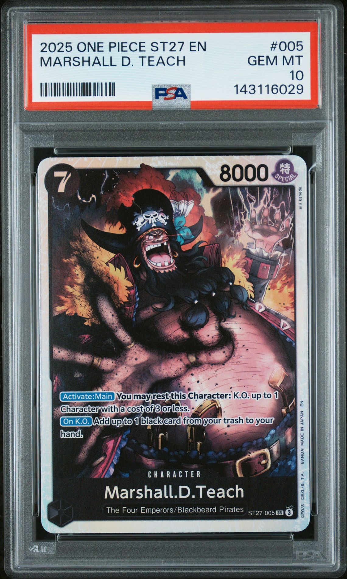 2025 One Piece Starter Deck St27-Black Marshall D. Teach Marshall D. Teach #005 Gem Mt 10 front