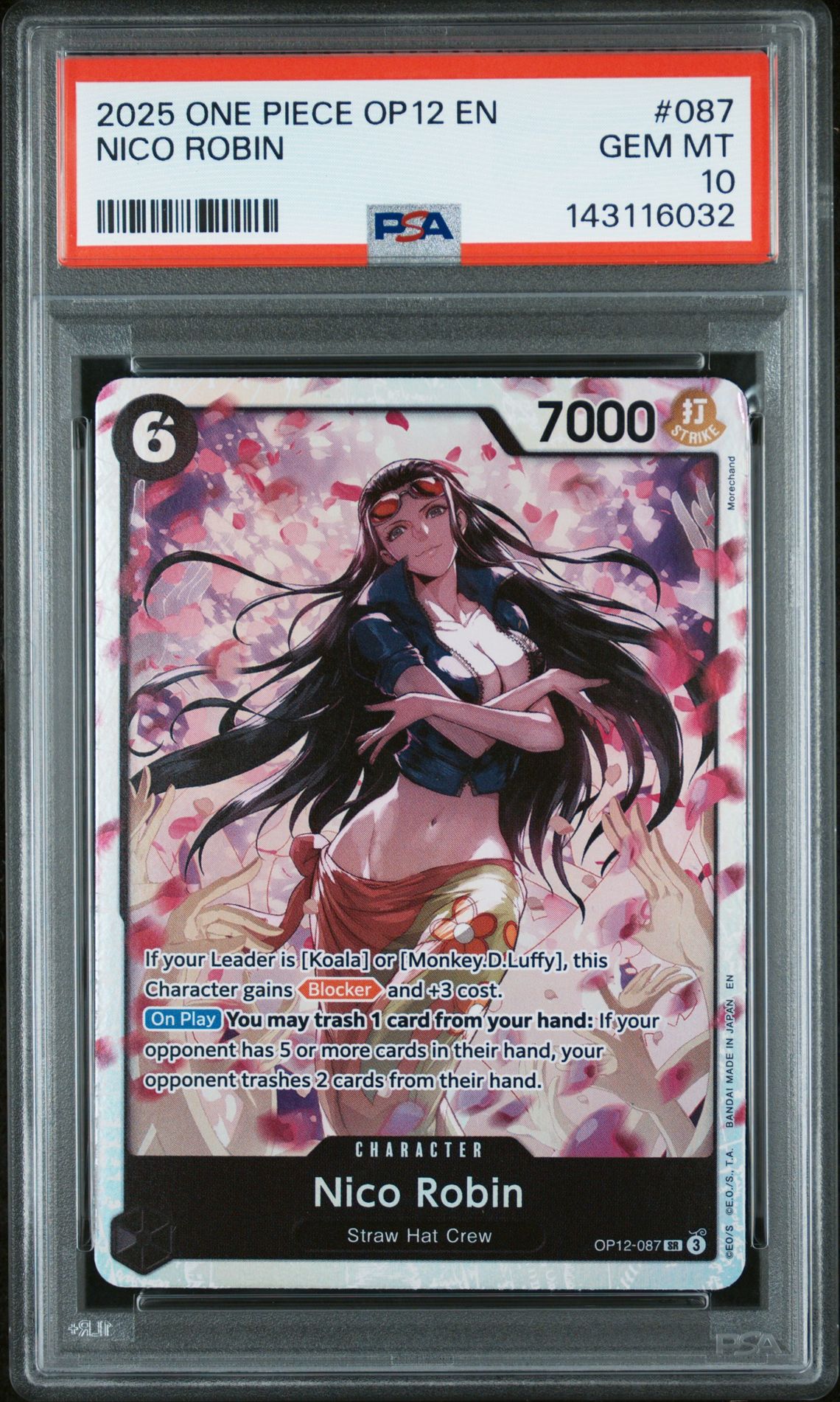 2025 One Piece Op12-Legacy Of The Master Nico Robin #087 Gem Mt 10 front