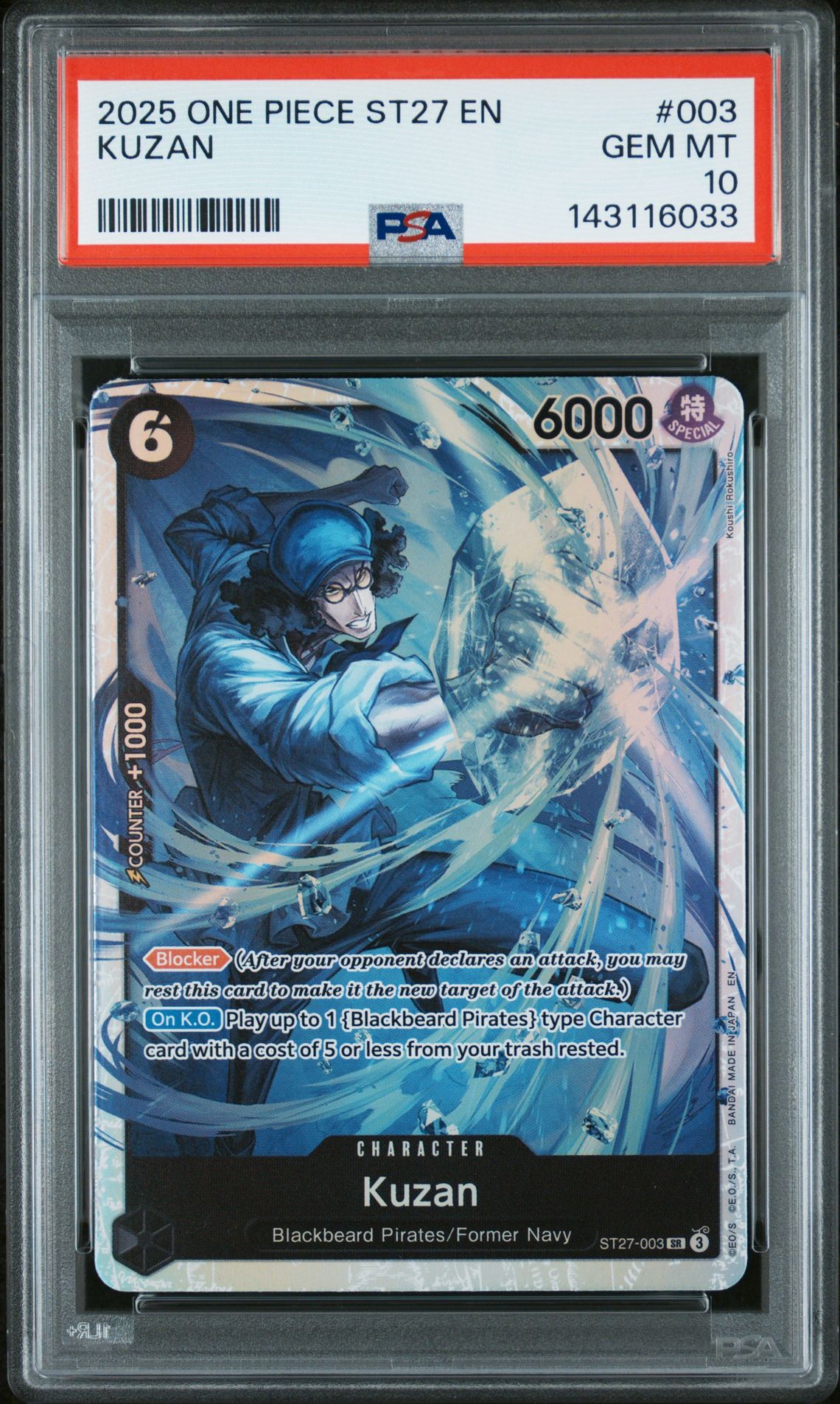 2025 One Piece Starter Deck St27-Black Marshall D. Teach Kuzan #003 Gem Mt 10 front