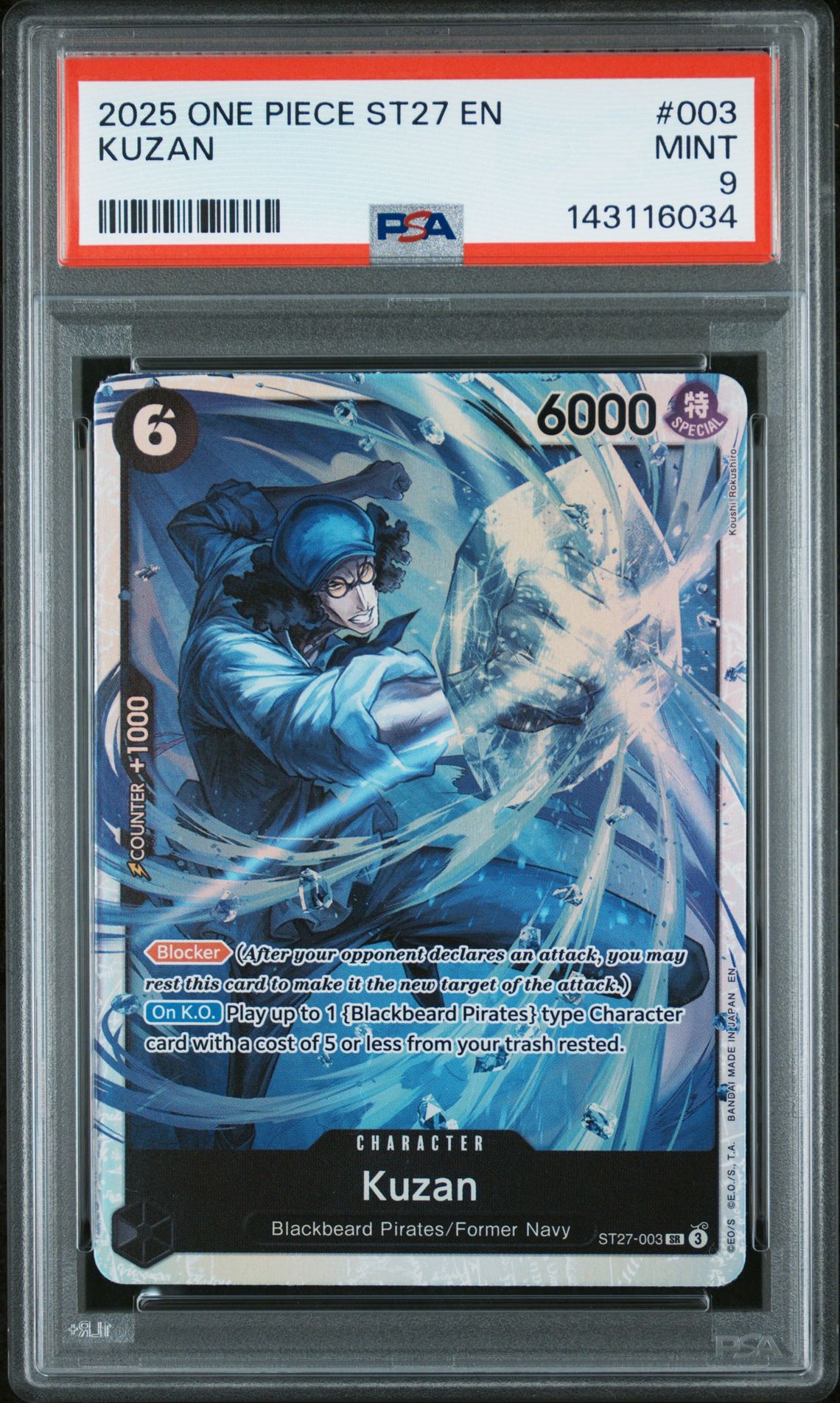 2025 One Piece Starter Deck St27-Black Marshall D. Teach Kuzan #003 Mint 9 front