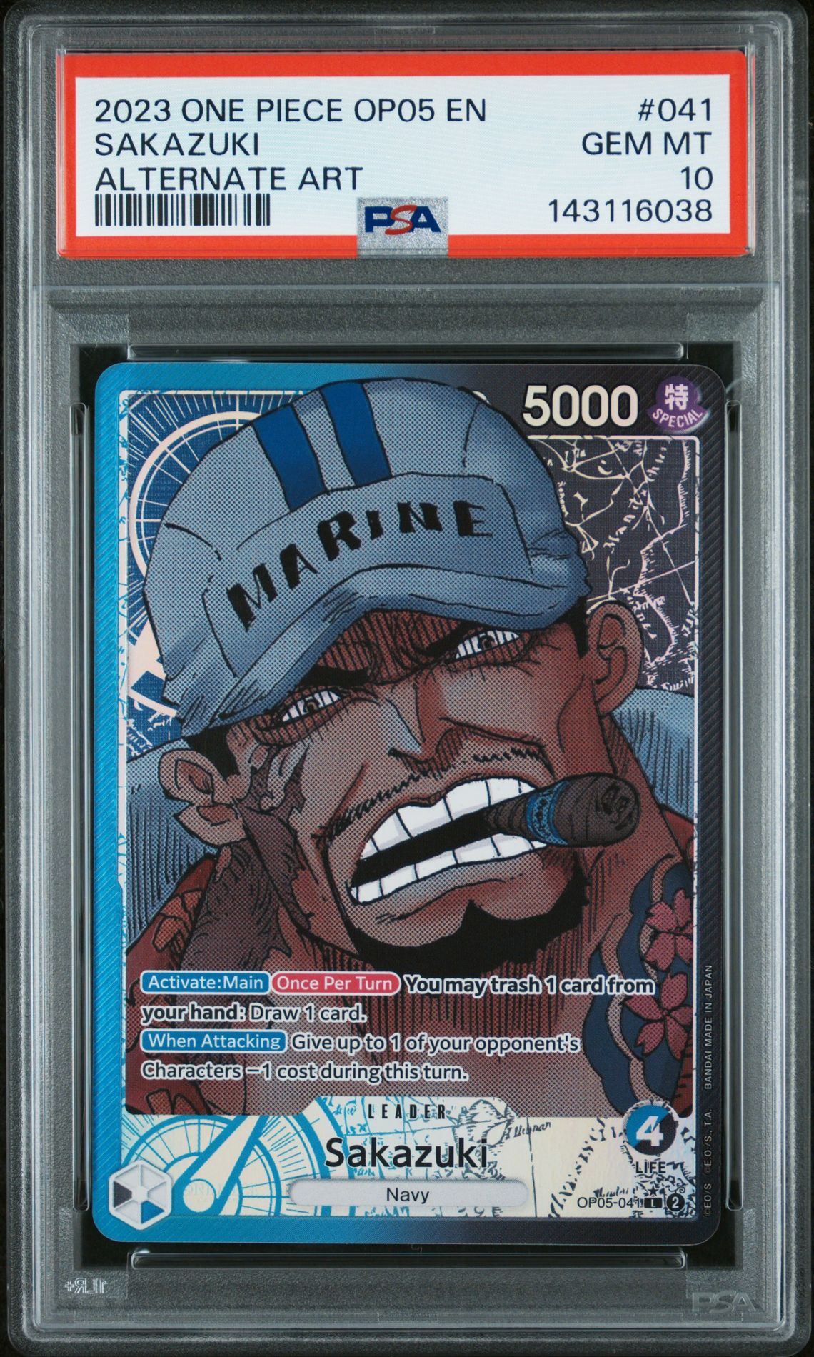 2023 One Piece Op05-Awakening Of The New Era Sakazuki #041 (Alternate Art) Gem Mt 10 front