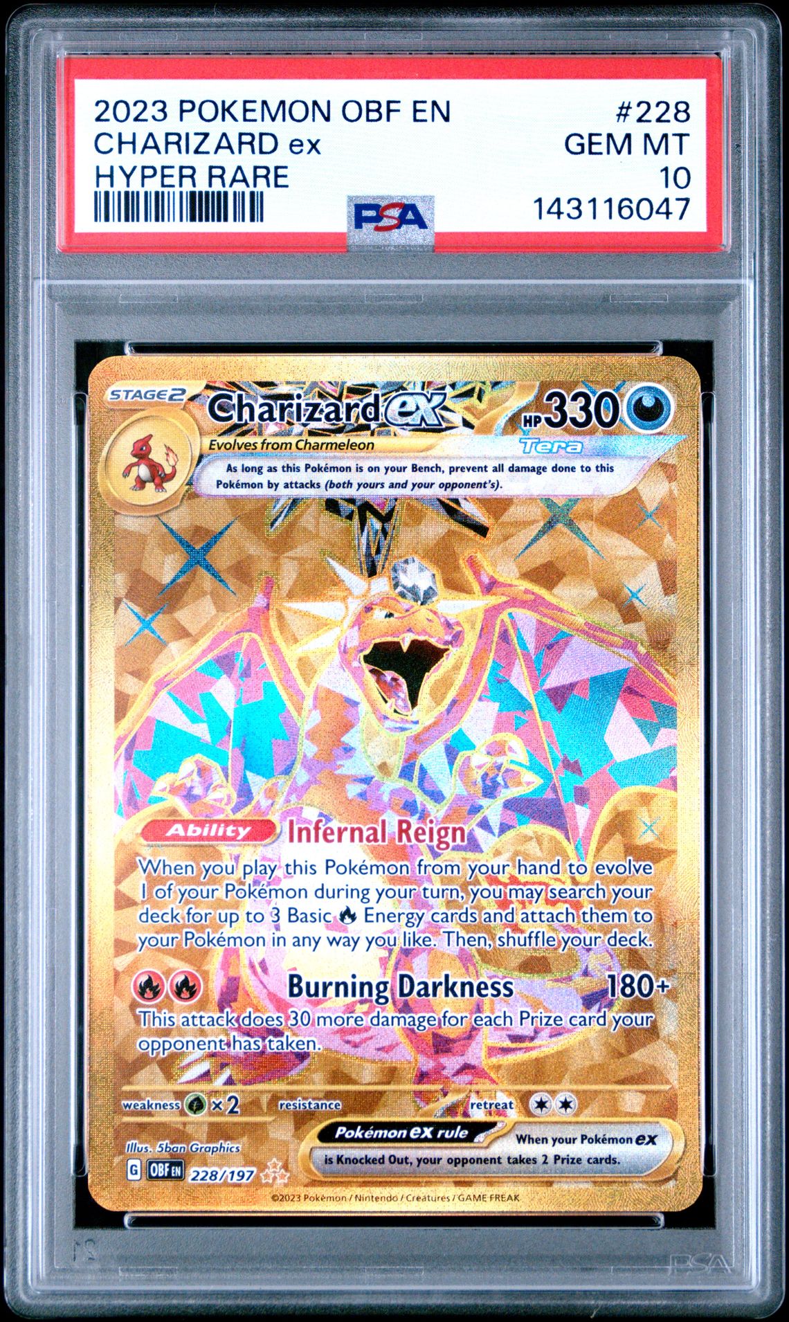2023 Pokemon Obf En-Obsidian Flames Charizard Ex #228 (Hyper Rare) Gem Mt 10 front