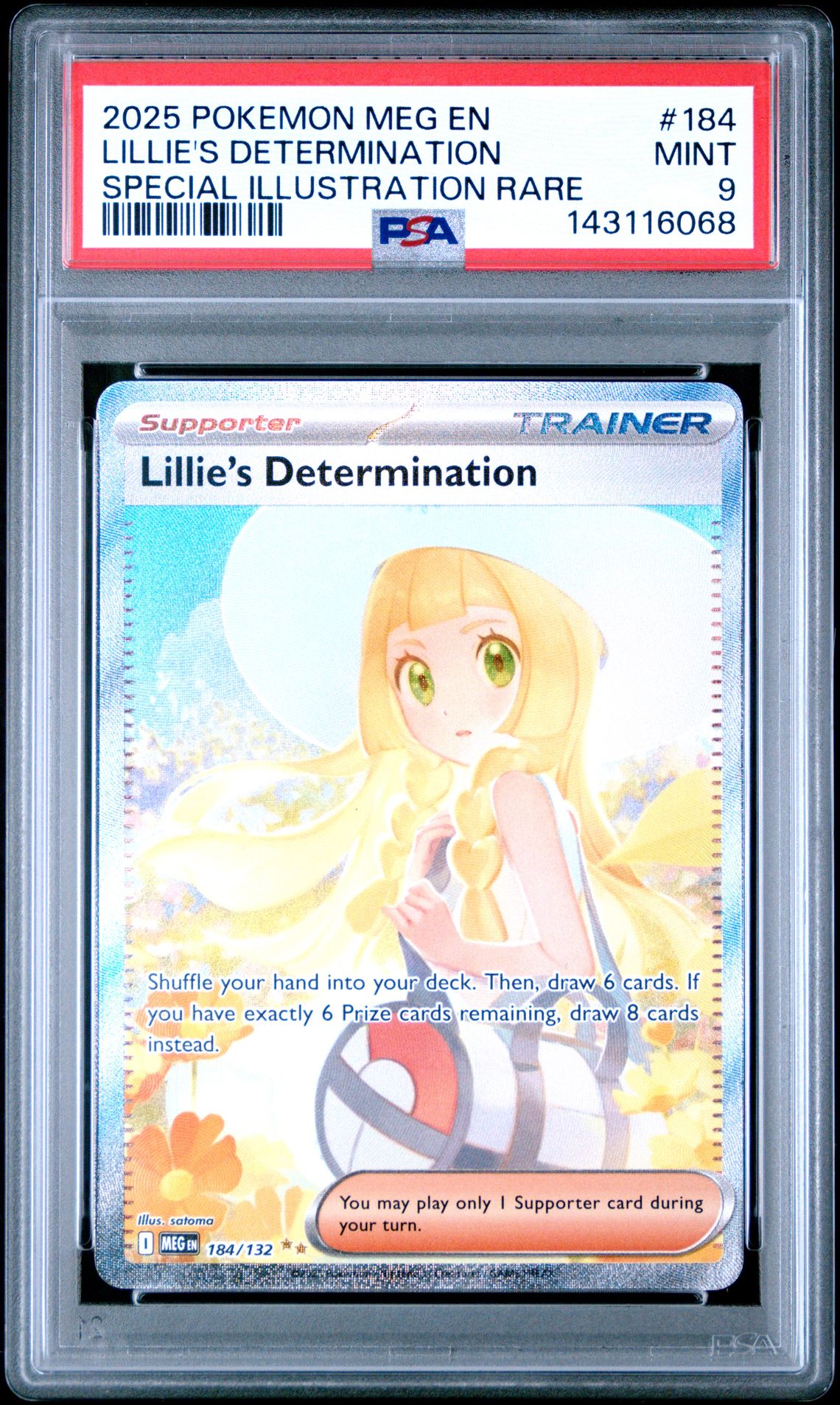 2025 Pokemon Meg En-Mega Evolution Lillie's Determination #184 (Special Illustration Rare) Mint 9 front