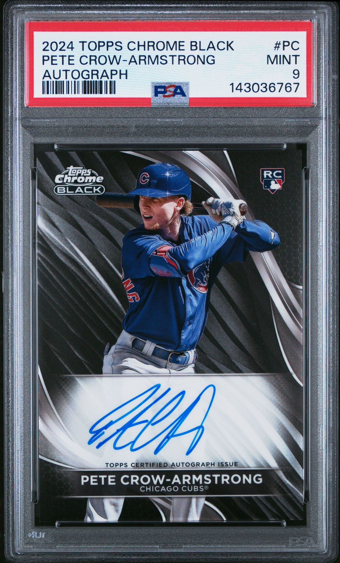 2024 Topps Chrome Black Autographs Pete Crow-Armstrong #Pc Mint 9 front