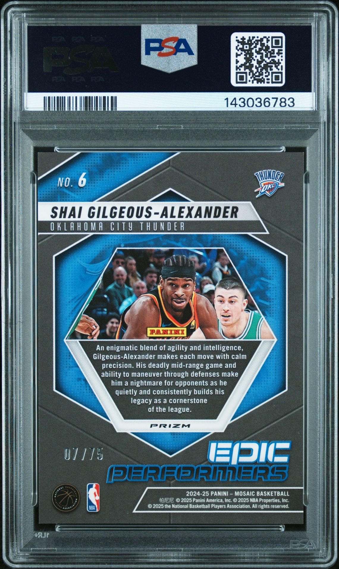 2024 Panini Mosaic Epic Performers S. Gilgeous-Alexander #6 (Epic Performers-Red Flr) Mint 9 back