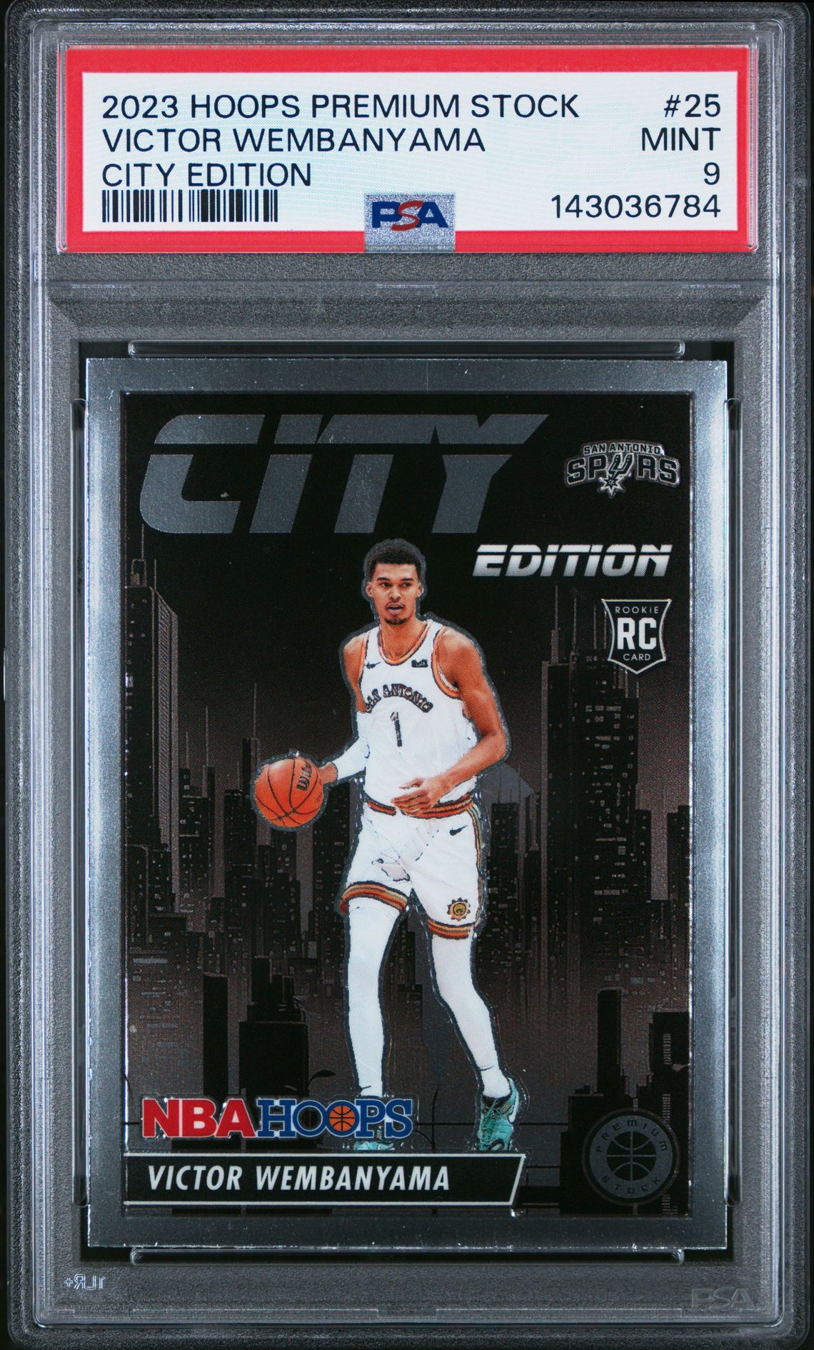 2023 Panini Hoops Premium Stock City Edition Victor Wembanyama #25 Mint 9 front