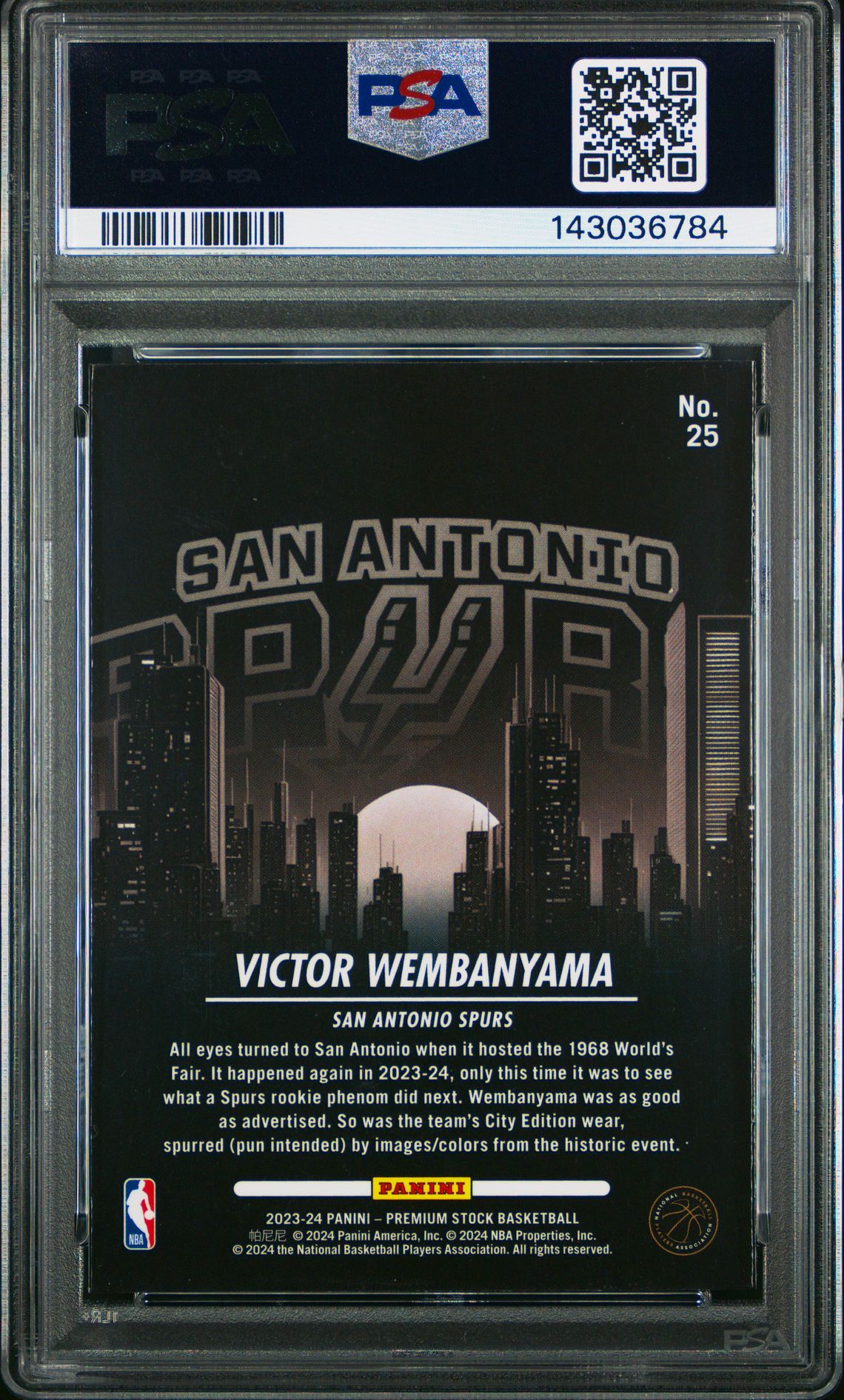 2023 Panini Hoops Premium Stock City Edition Victor Wembanyama #25 Mint 9 back