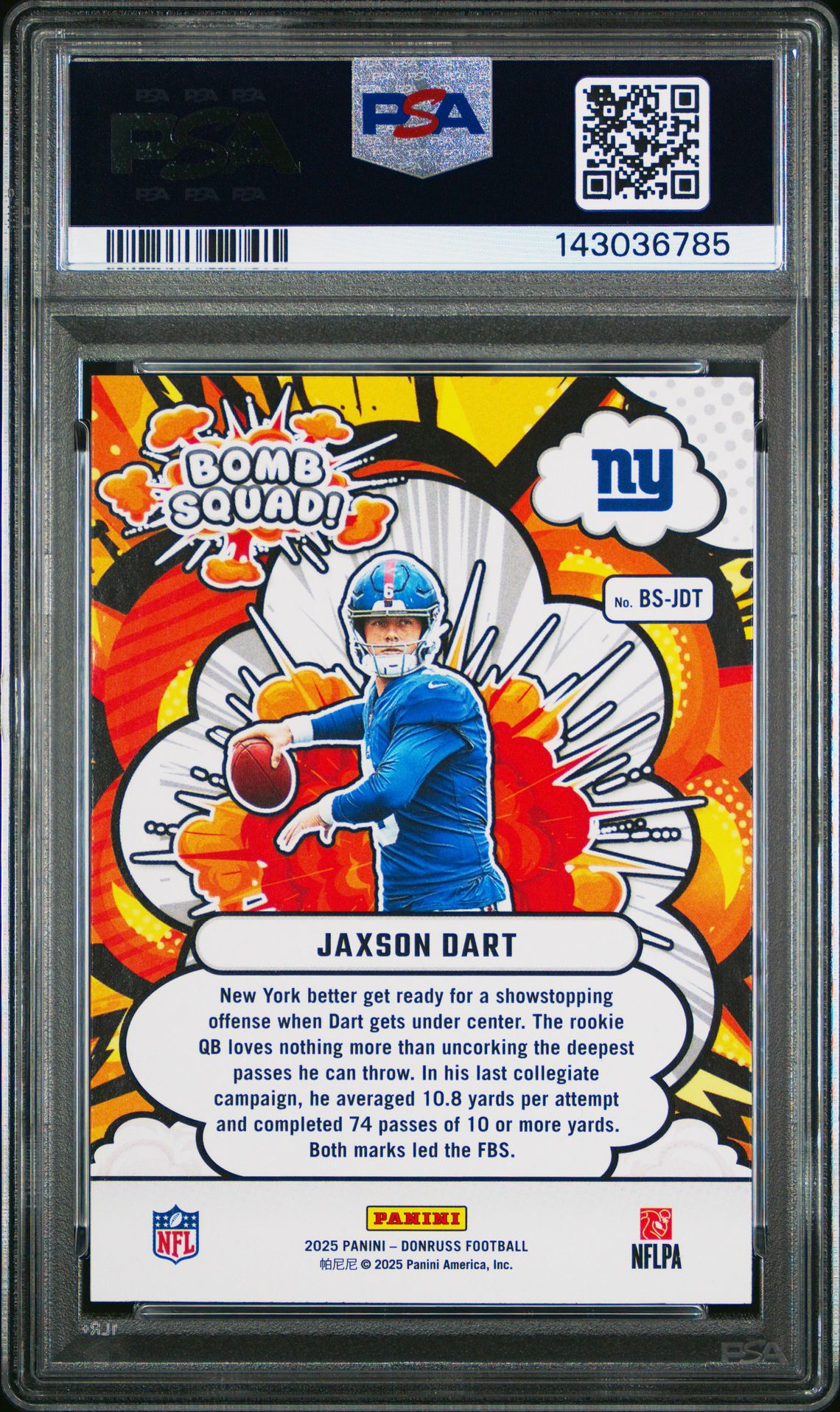 2025 Panini Donruss Bomb Squad Jaxson Dart #Bs-Jdt Mint 9 back