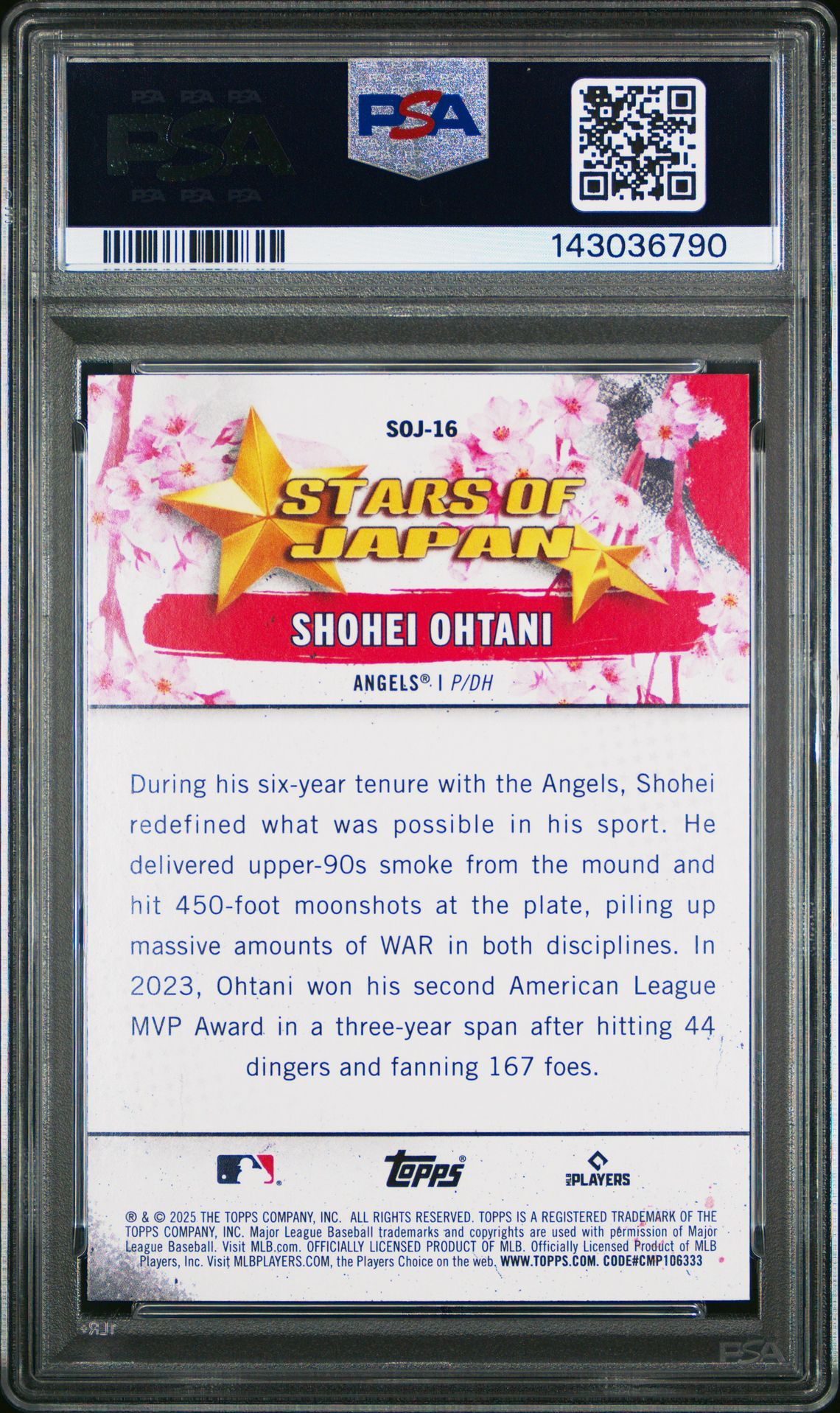 2025 Topps Tokyo Series Stars Of Japan Shohei Ohtani #Soj16 Mint 9 back