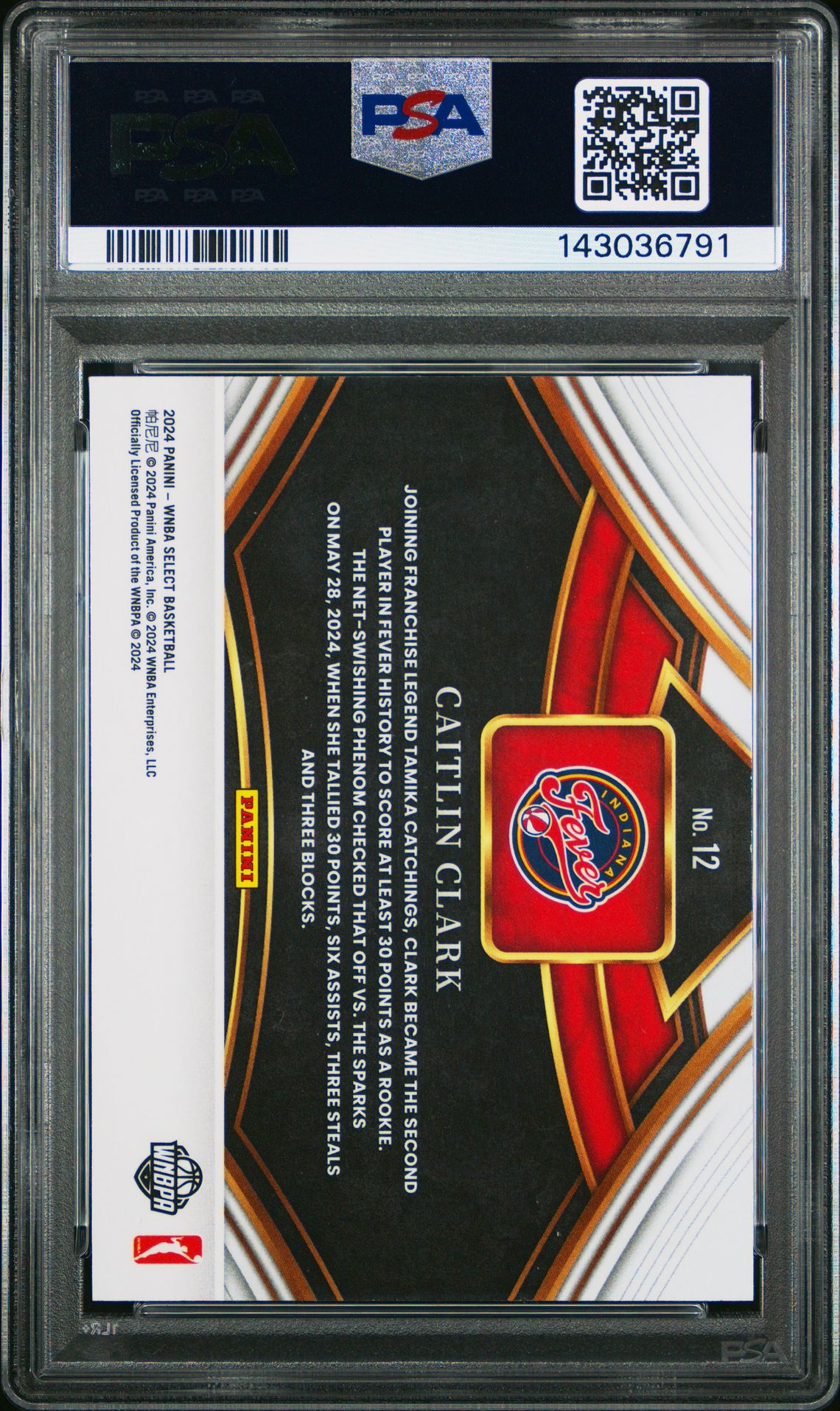 2024 Panini Select Wnba Snapshots Caitlin Clark #12 Nm-Mt 8 back