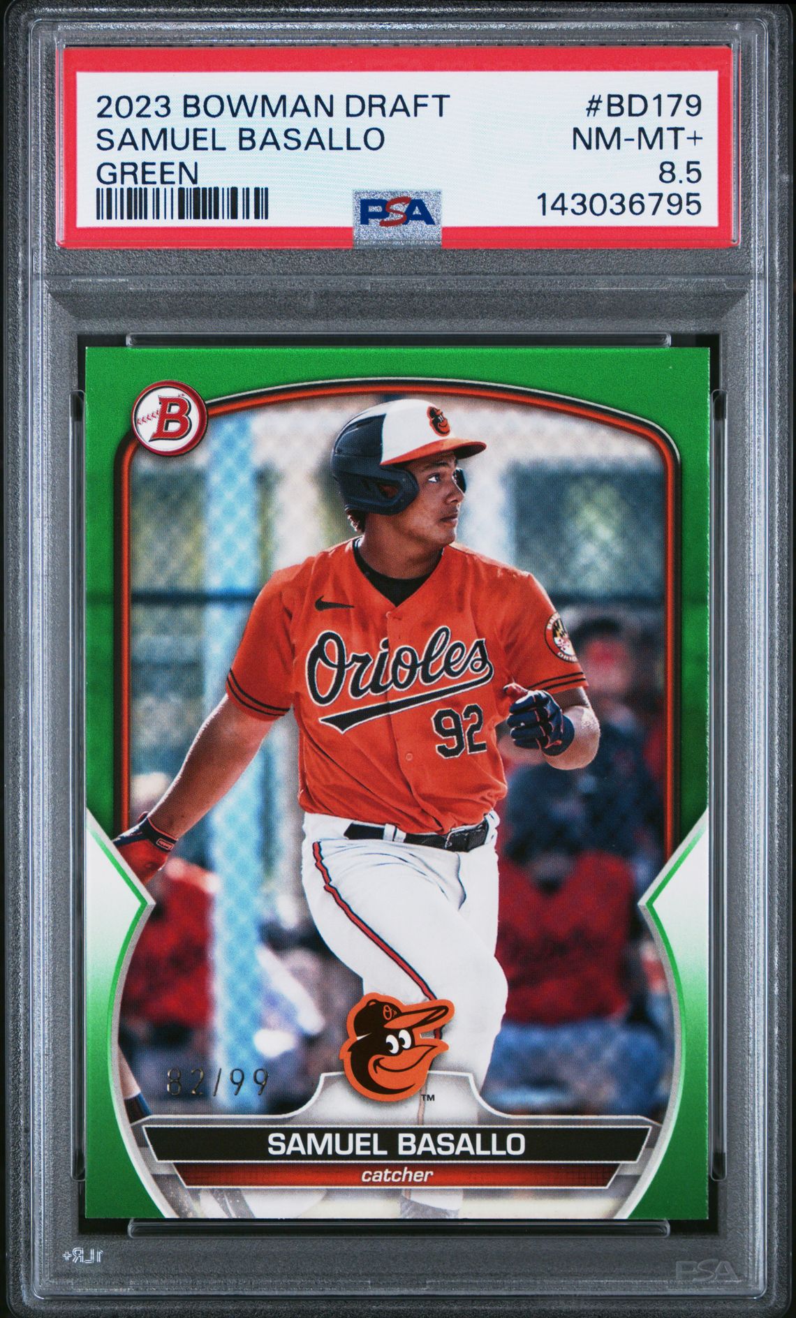 2023 Bowman Draft Samuel Basallo #Bd179 (Green) Nm-Mt+ 8.5 front
