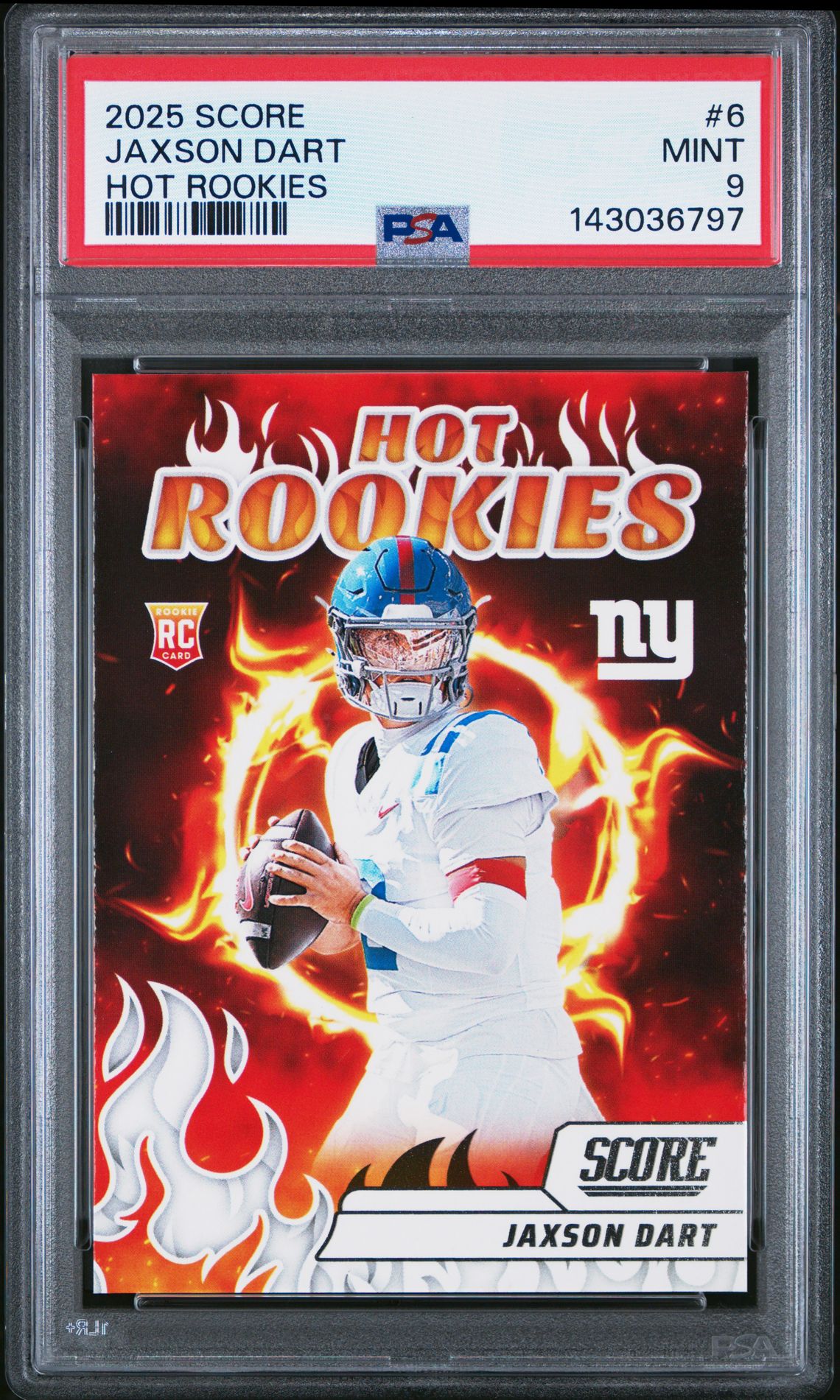 2025 Panini Score Hot Rookies Jaxson Dart #6 Mint 9 front