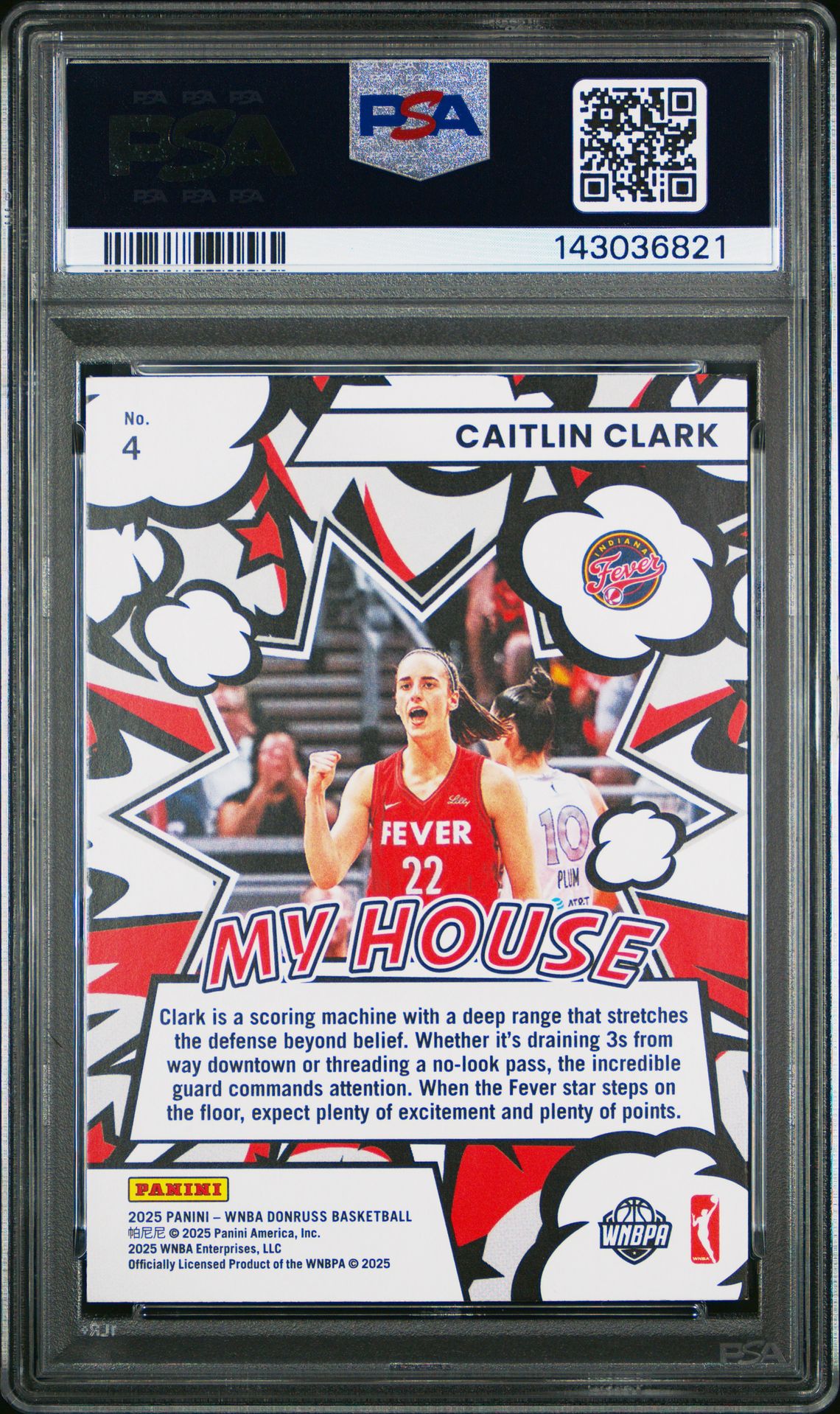 2025 Panini Donruss Wnba My House Caitlin Clark #4 Mint 9 back