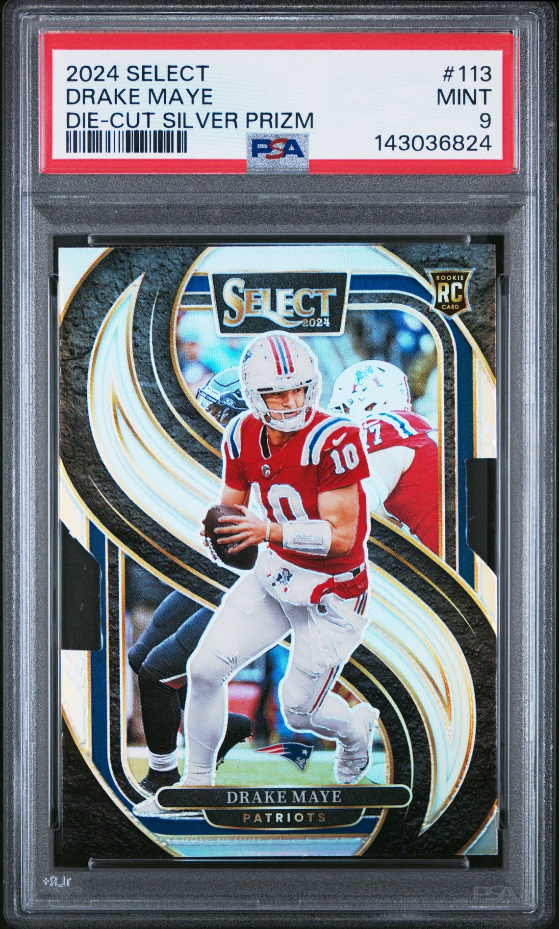 2024 Panini Select Drake Maye #113 (Die-Cut Silver Prizm) Mint 9 front